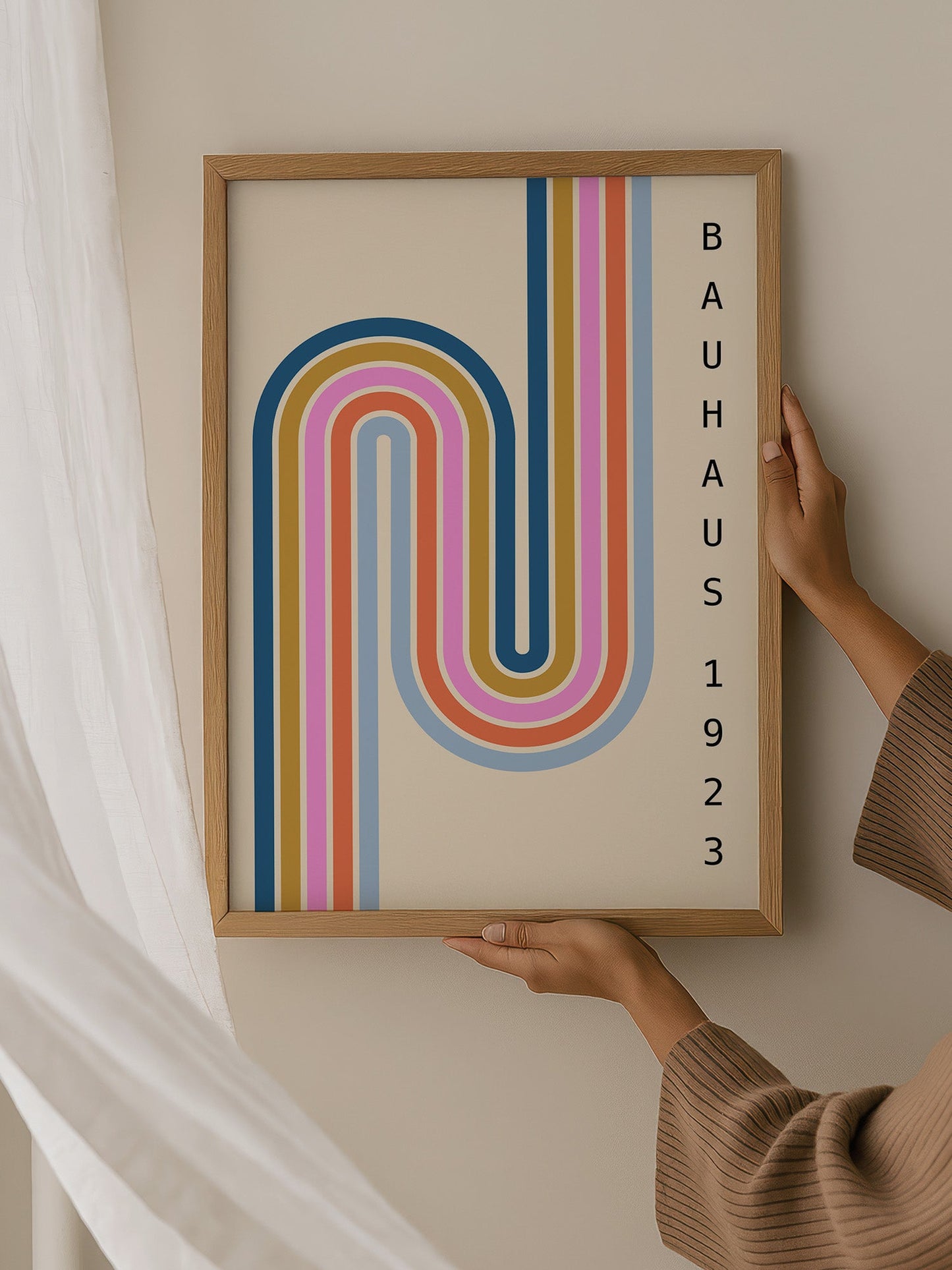 Bauhaus Art Print – Pastel Stripes Geometric Wall Art Unframed Poster