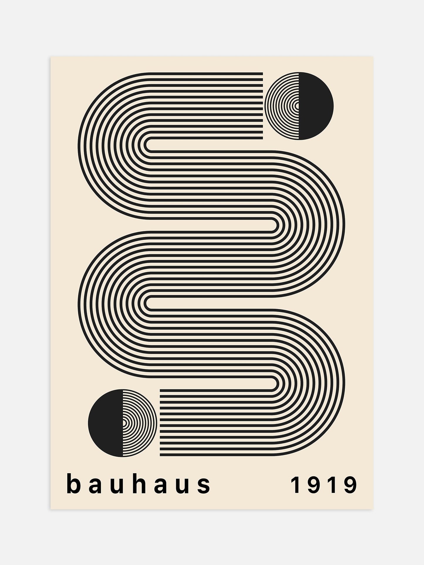 Bauhaus Poster - Black Geometric 1919 Mid Century Wall Art Print