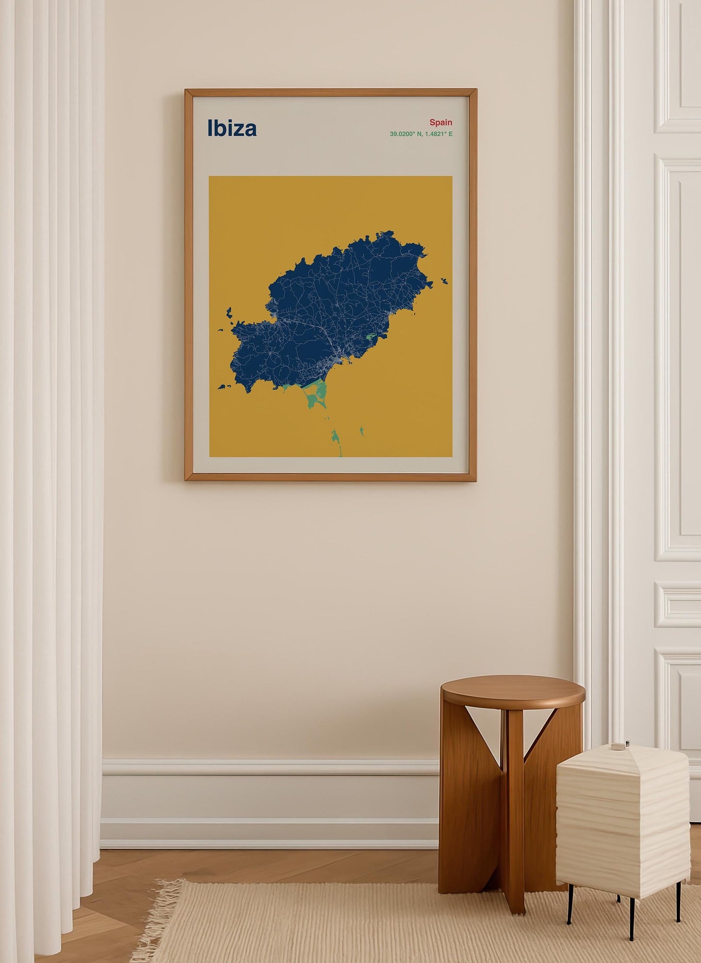 Ibiza Wall Art Print: Colourful Map Design - Framed or Unframed