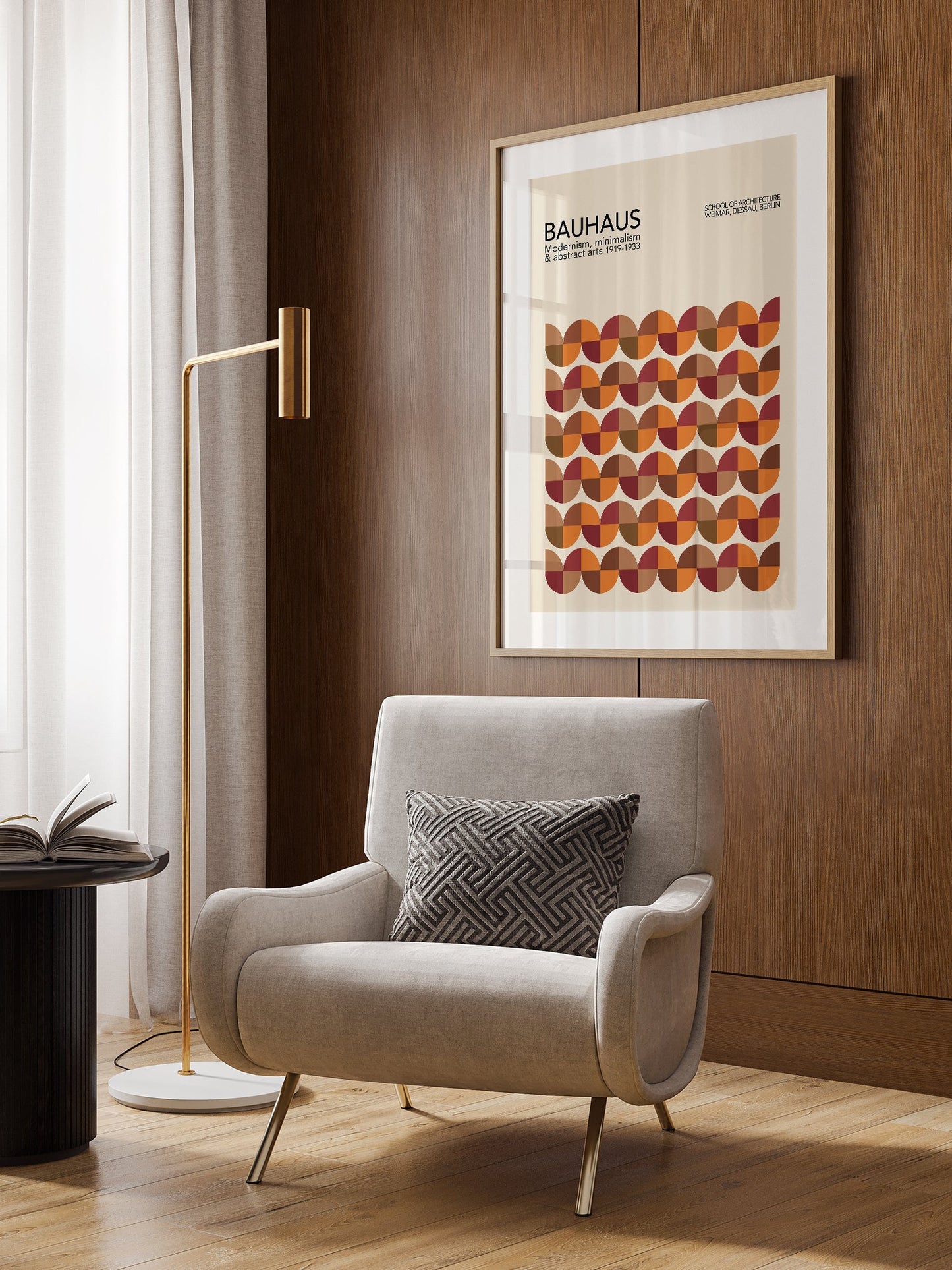 Bauhaus Poster - Mid Century Poster With Earthy Colour Print & Geometric Wall Art