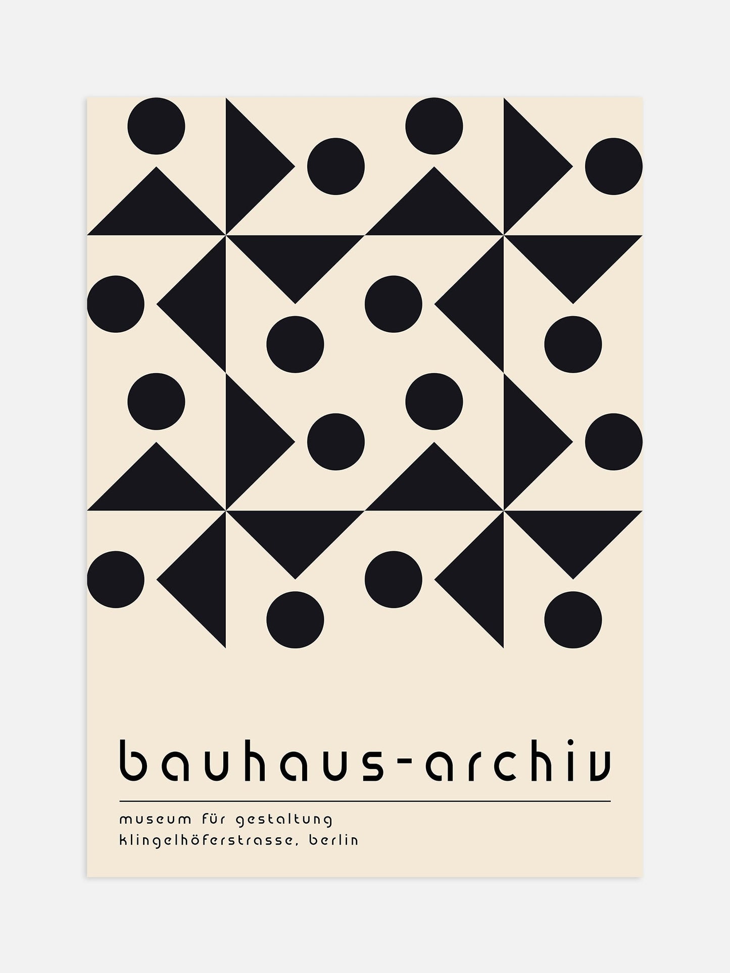 Black Minimalist Bauhaus Poster – Geometric Wall Art | Mid Century Modern Style Framed Poster