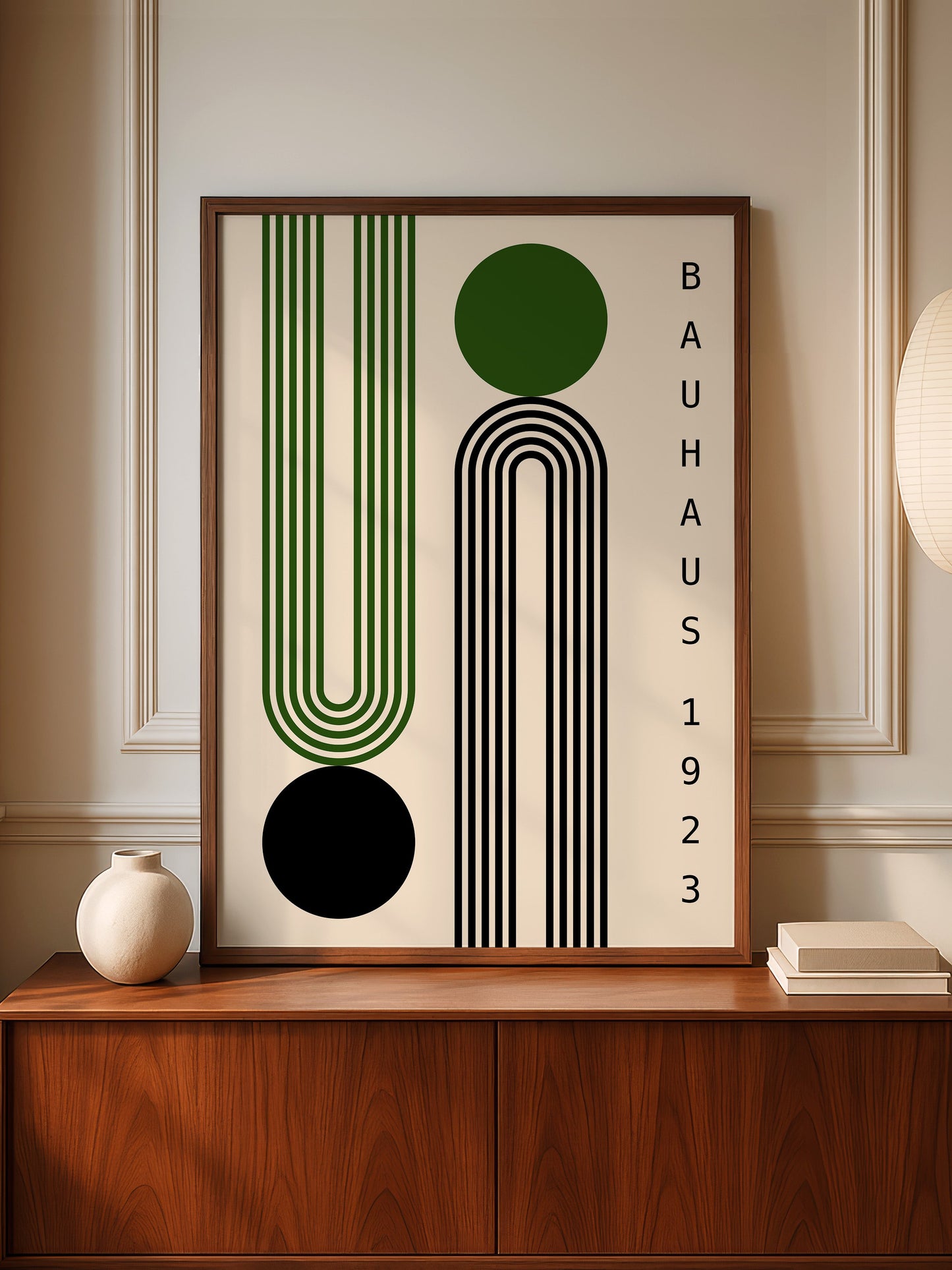 Bauhaus Poster – Mid Century Art Print With Black Green Geometric Design