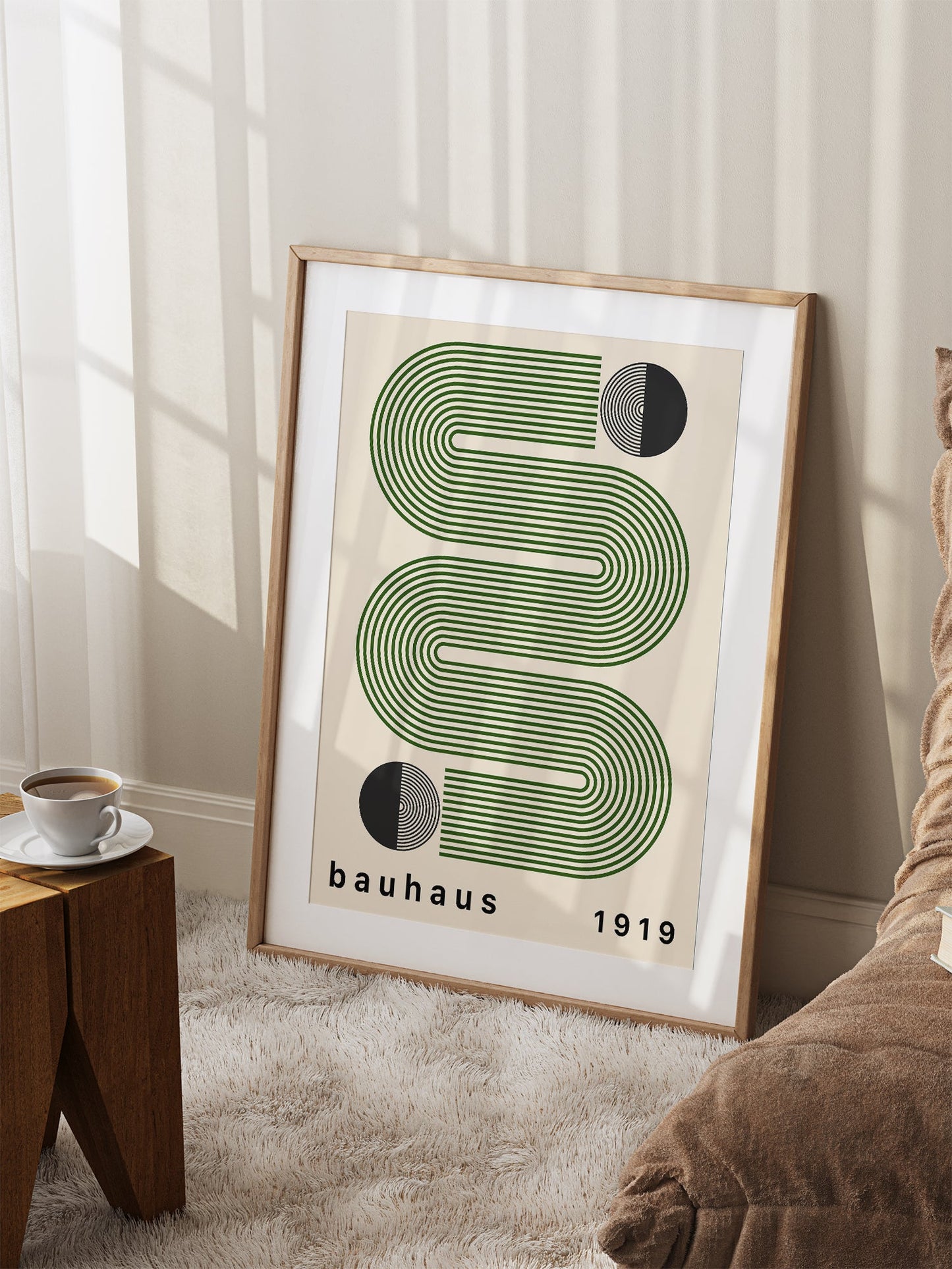 Bauhaus Poster – Green Geometric Wall Art | Modernist Minimalist Print