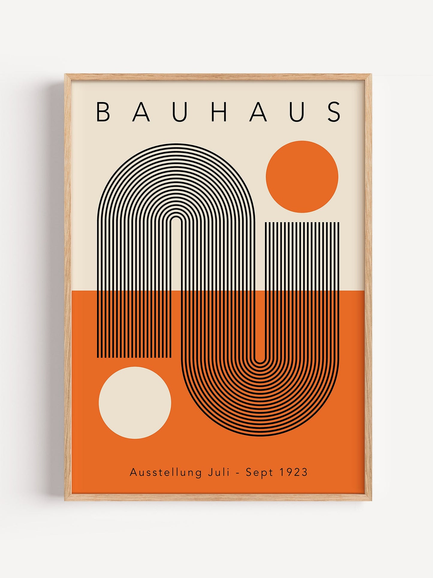 Bauhaus Wall Art – Mid Century Poster with Orange Black Print | Unframed Modernist Print