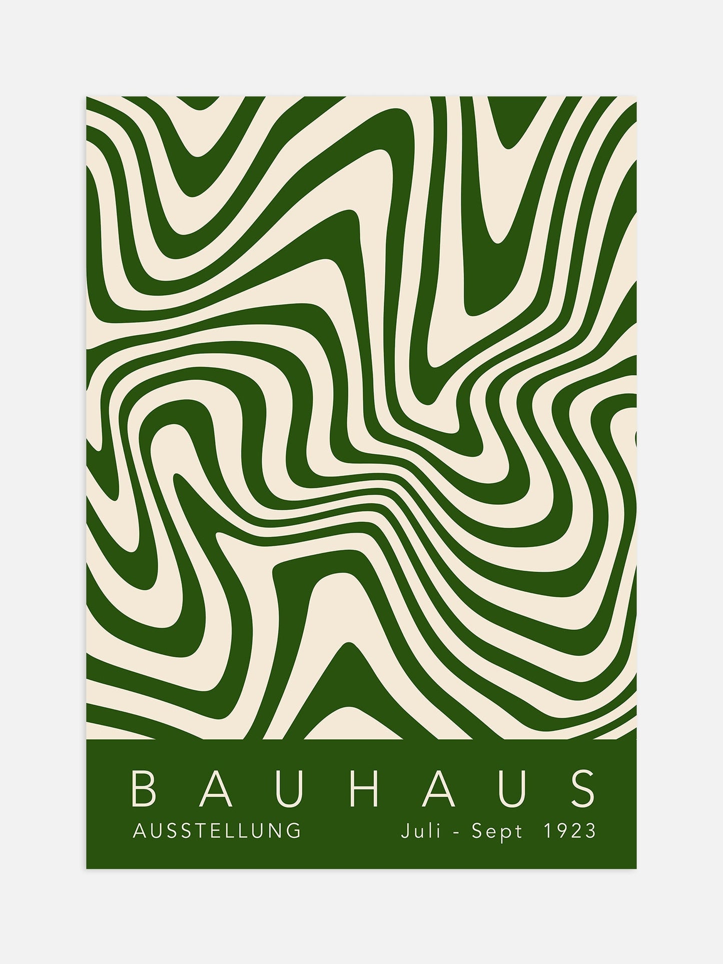 Wavy Green Bauhaus Poster – Modern Wall Art | Mid Century Abstract Print