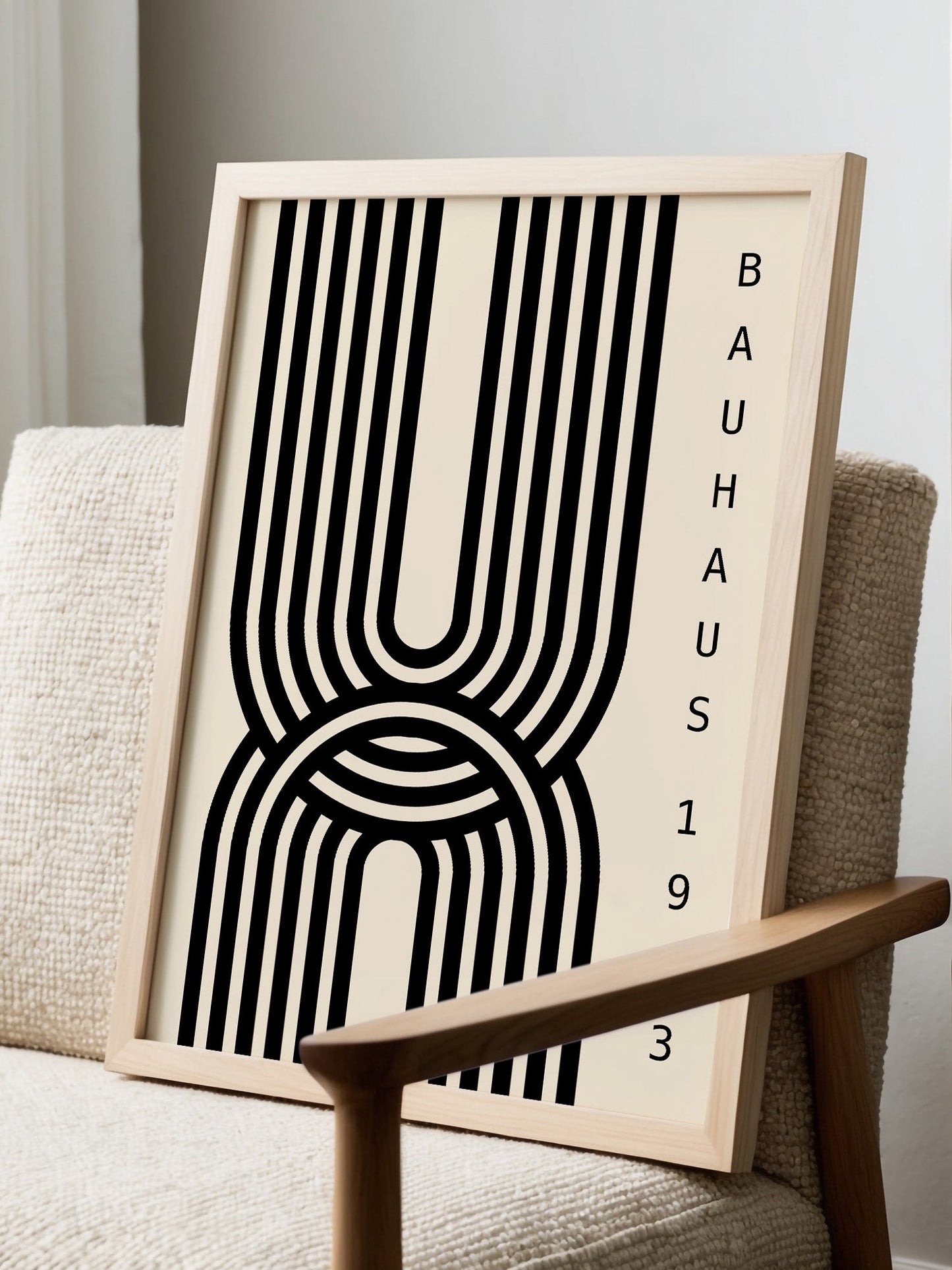 Black Bauhaus Print – Geometric Wall Art | Mid Century Poster for Living Room