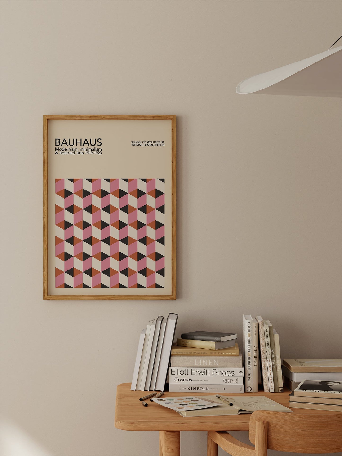 Bauhaus Poster – Modern Geometric Wall Art | Pink Mid Century Print