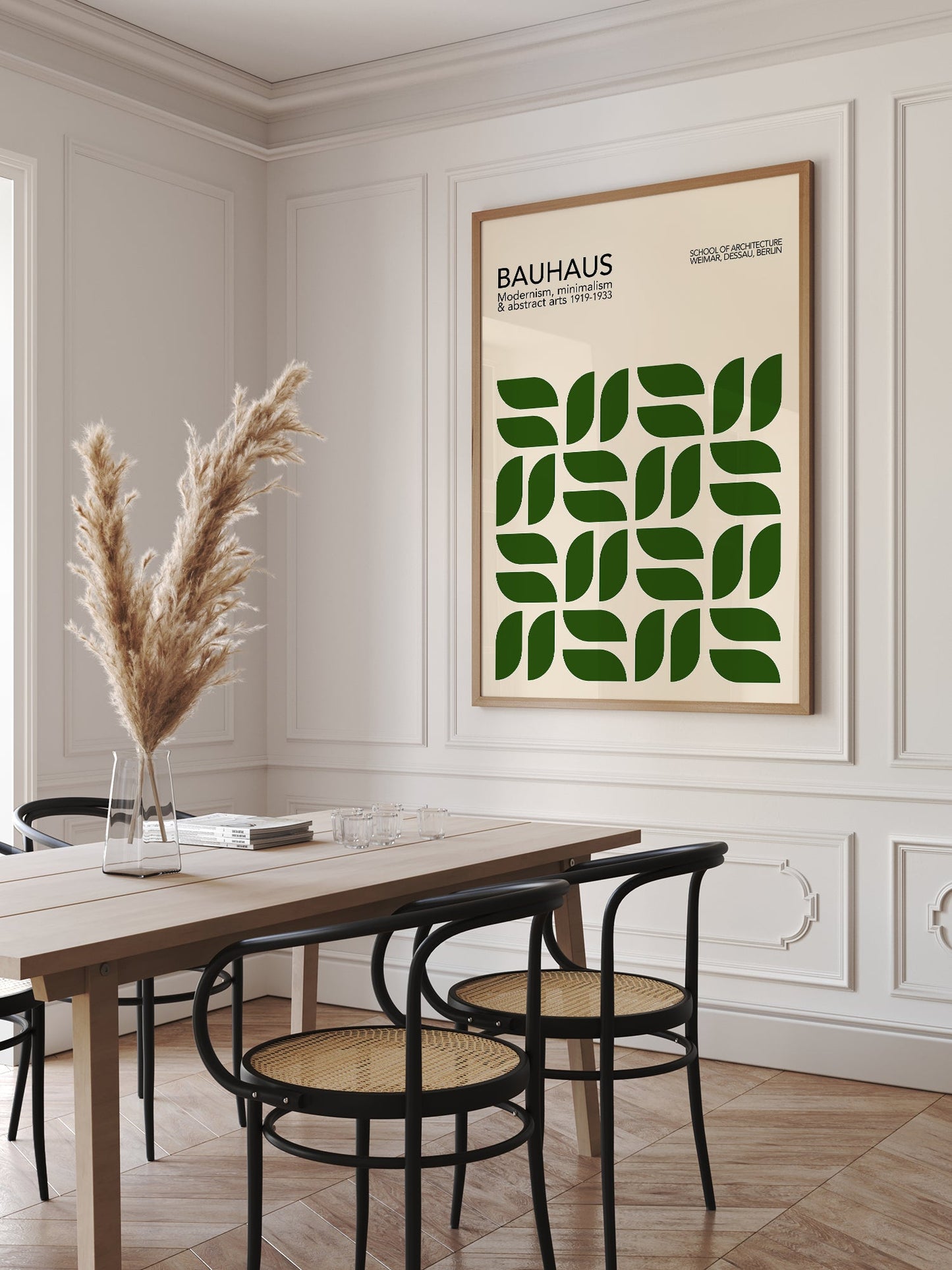 Green Bauhaus Poster – Geometric Wall Art | Minimalist Home Decor Framed Print