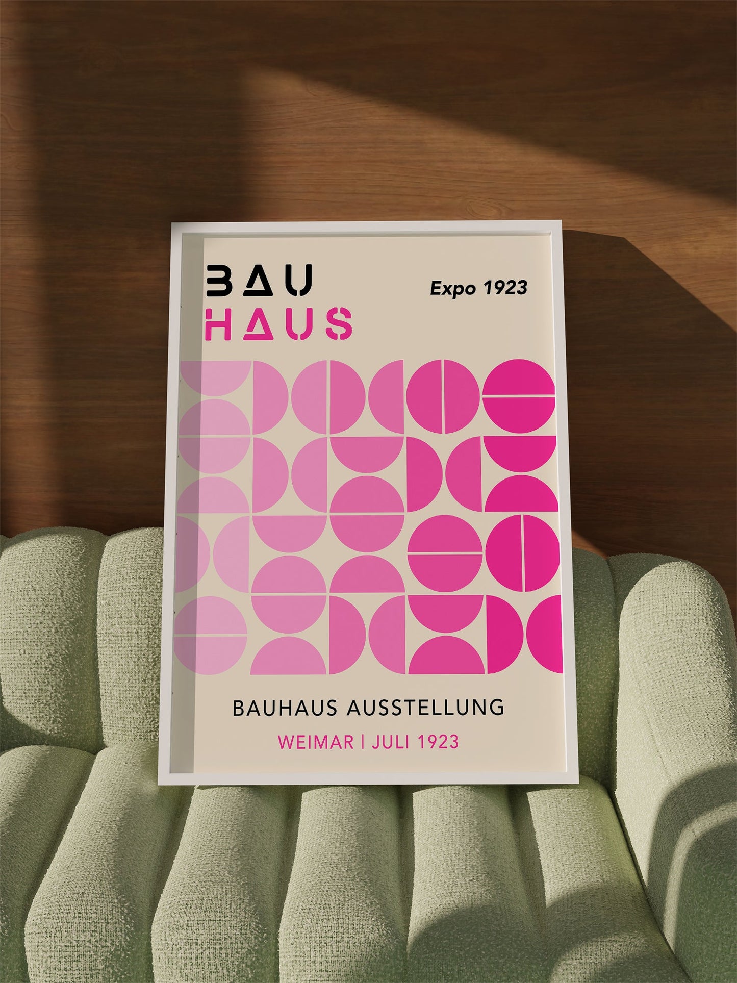 Bauhaus Exhibition Poster – Pink Geometric Art Print | Luxe Poster Co Framed