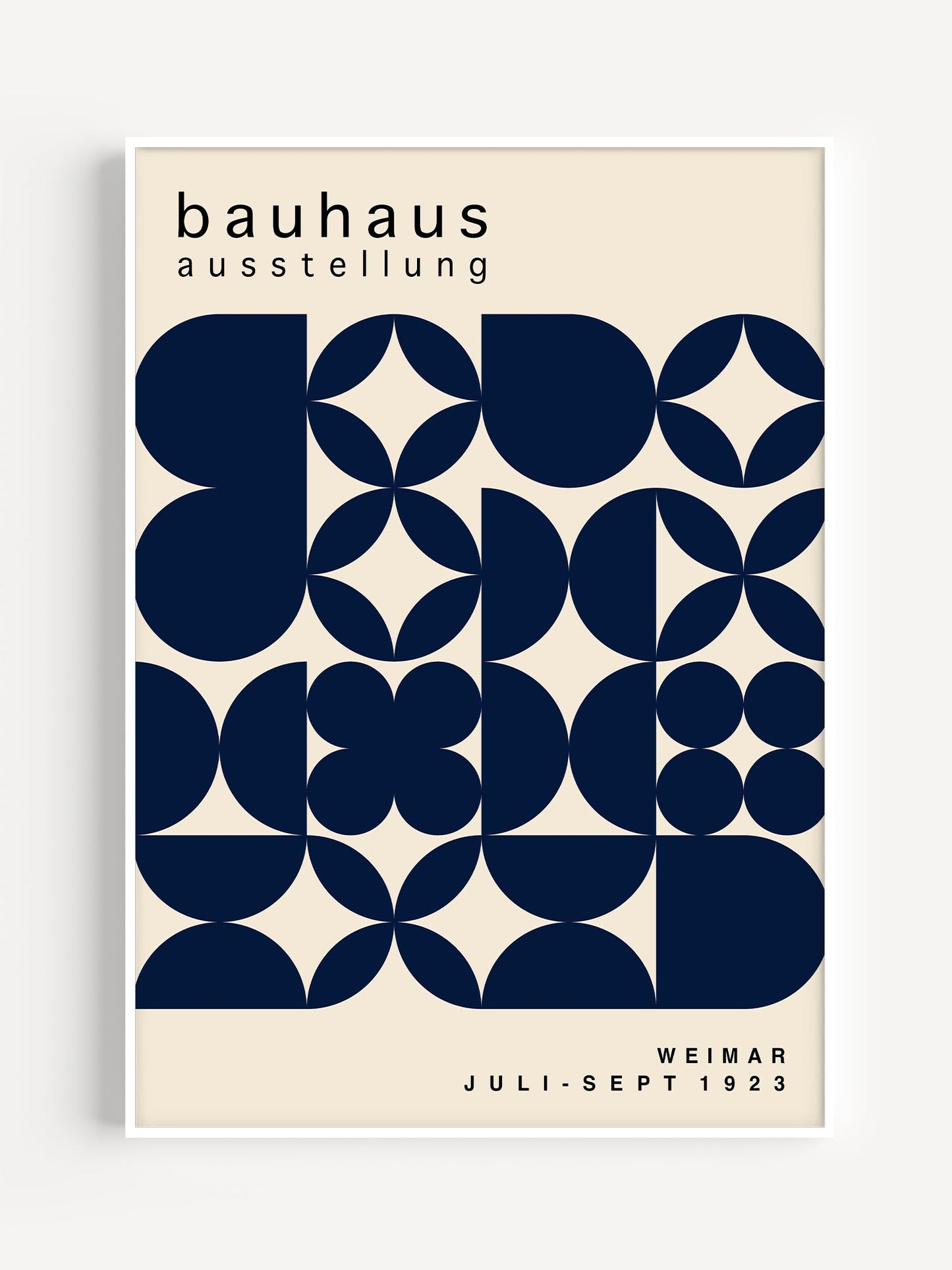 Navy Blue Bauhaus Print – Geometric Art Print | Contemporary Home Decor Framed Poster