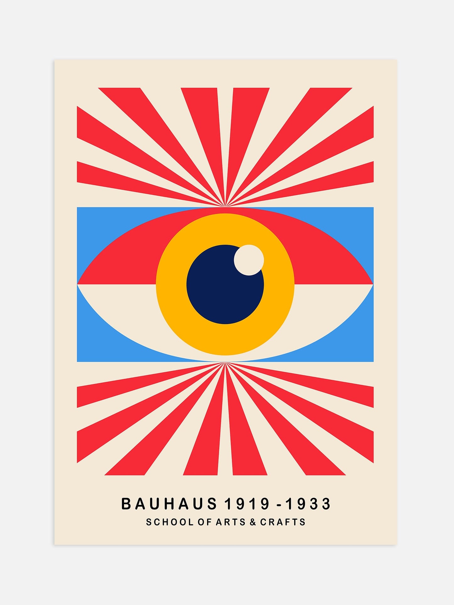 Bauhaus Eye Poster – Geometric Wall Art | Modernist Abstract Print, Framed