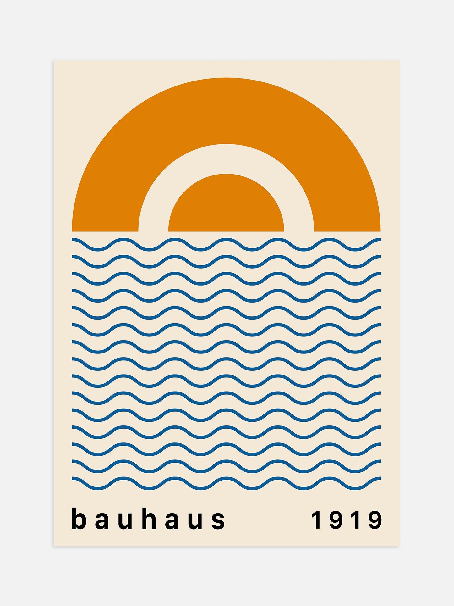 Bauhaus Landscape Poster – Minimalist Art Print With Ocean Sun Artwork