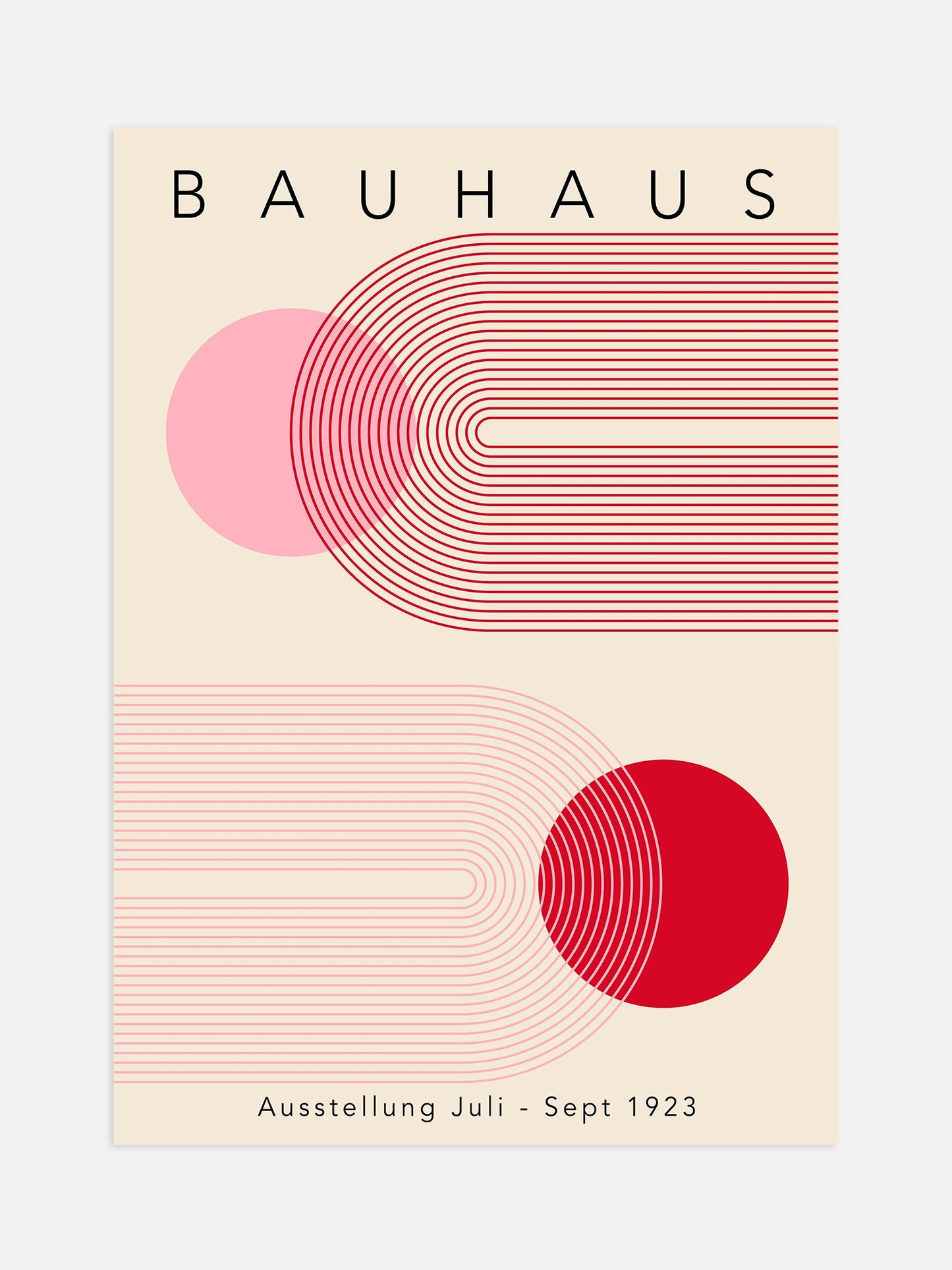 Bauhaus Poster - Red Pink Arch Geometric Art Print | Minimalist Wall Art Framed Poster