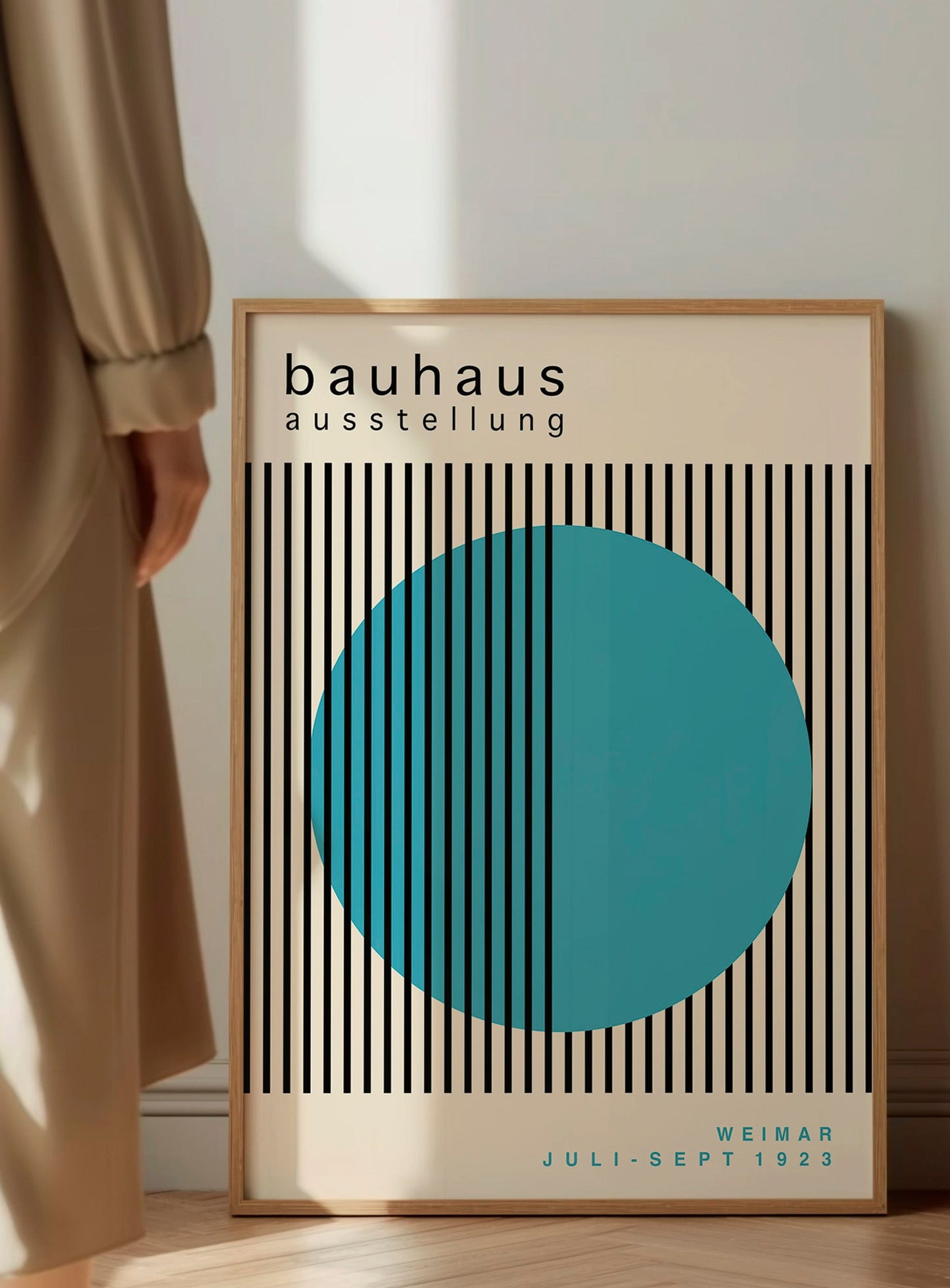 Bauhaus Wall Art – Turquoise Circle Mid Century Poster | Modernist Print