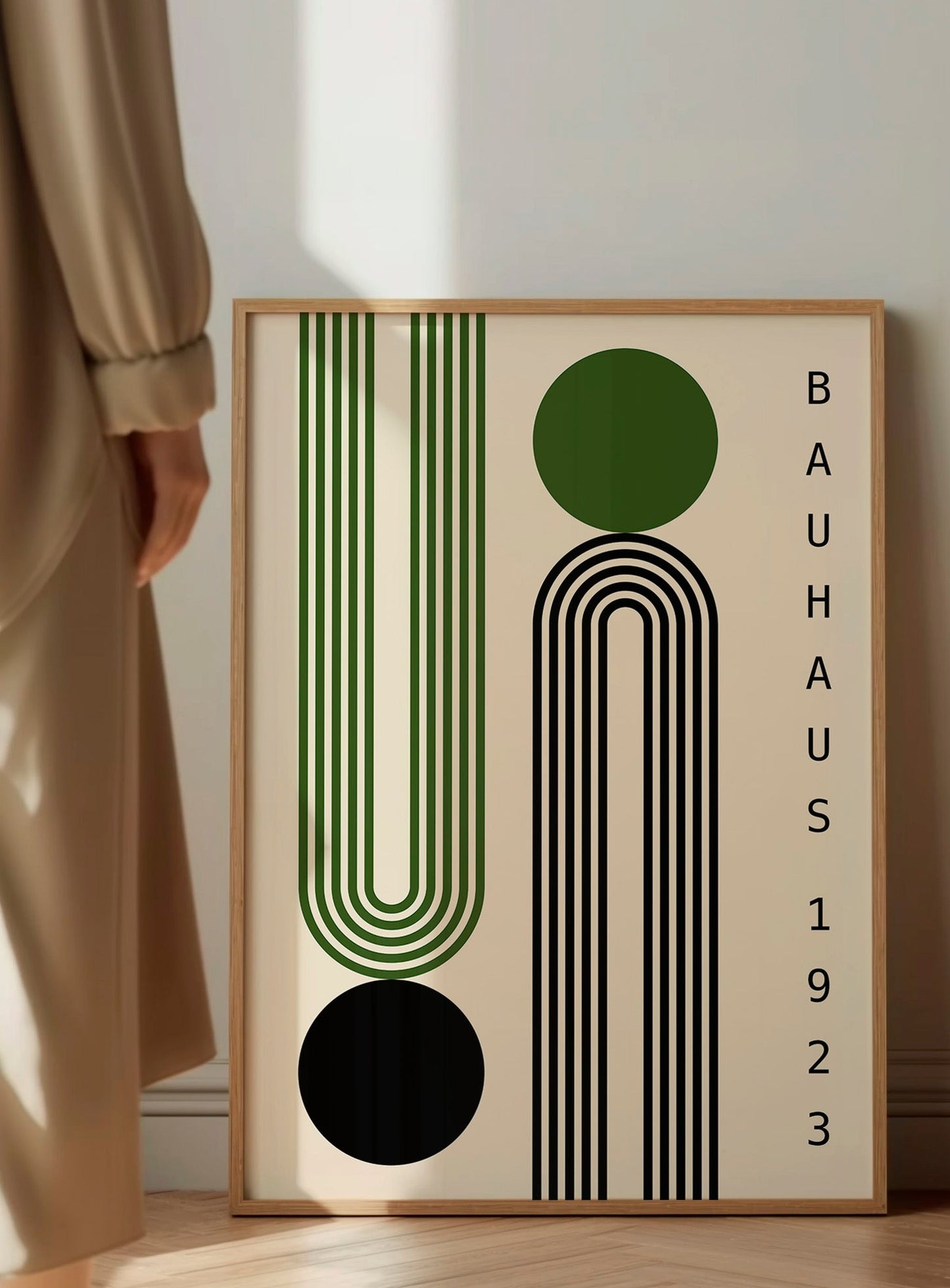 Bauhaus Poster – Mid Century Art Print With Black Green Geometric Design