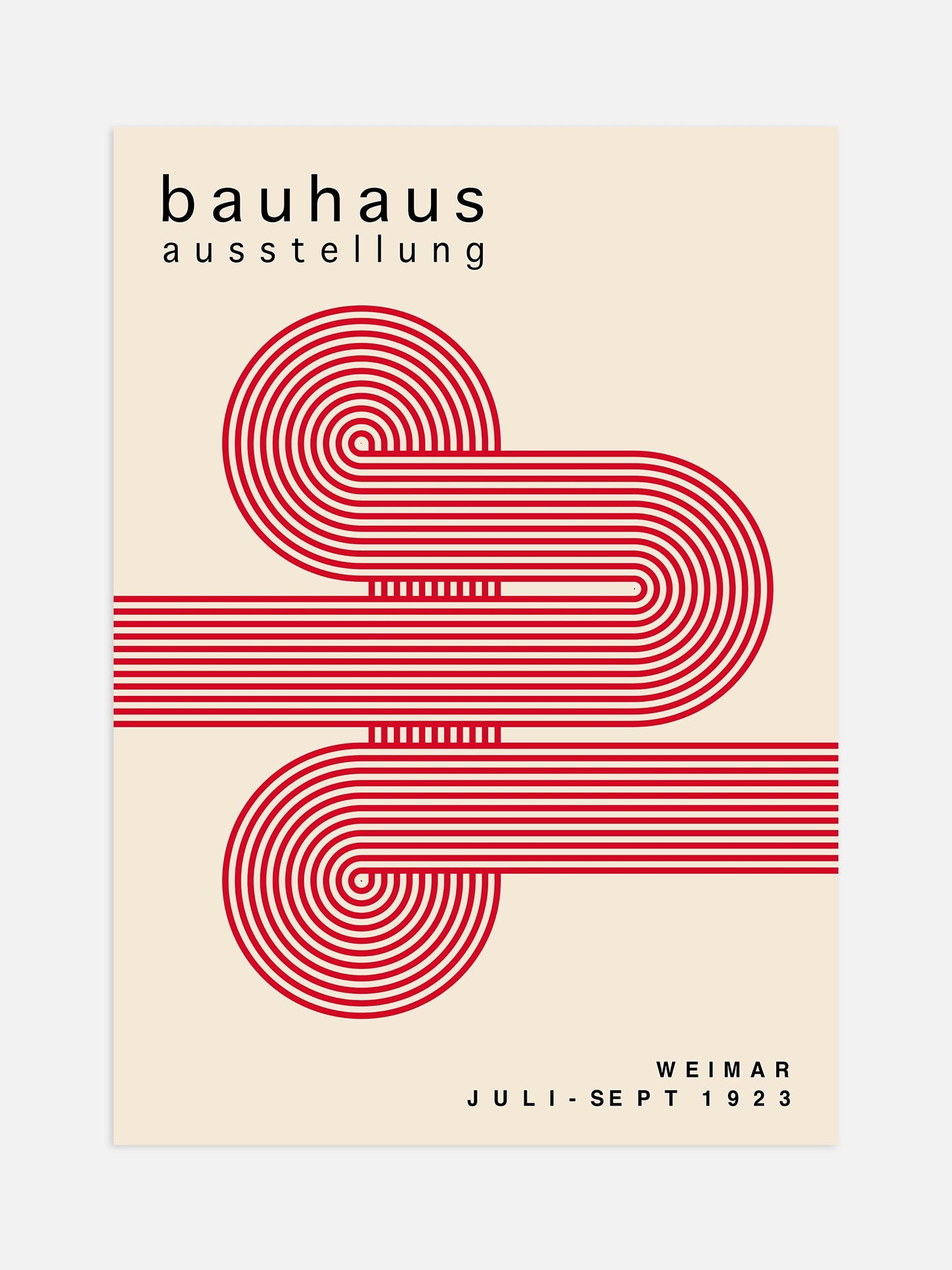 Bauhaus Art Print - Red Geometric Poster | Minimalist Wall Art Framed