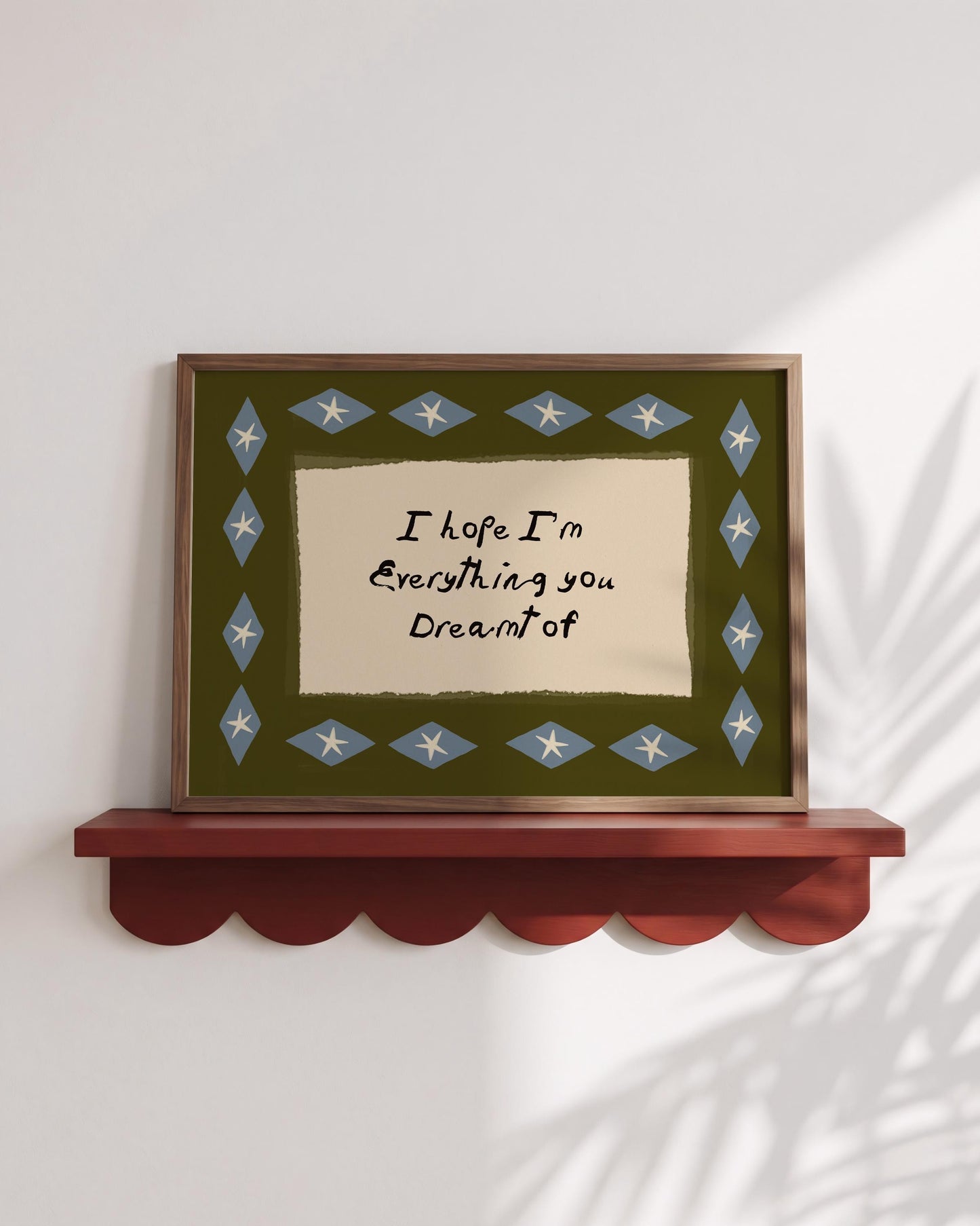 Mid Century Hand Drawn Quote Poster: Horizontal Bedroom Wall Art | Unframed Print