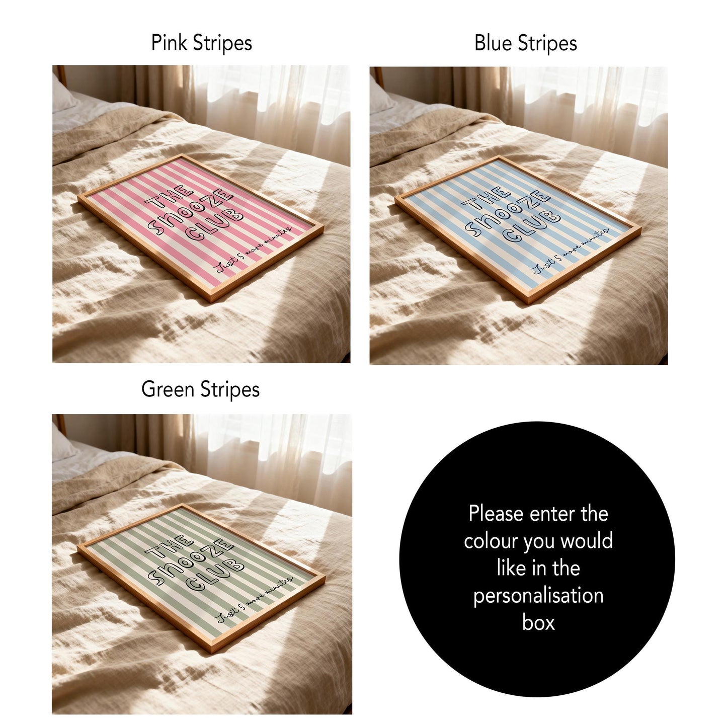 Sleep Quote Wall Art: Sage Green and Cream Stripes | Framed Option