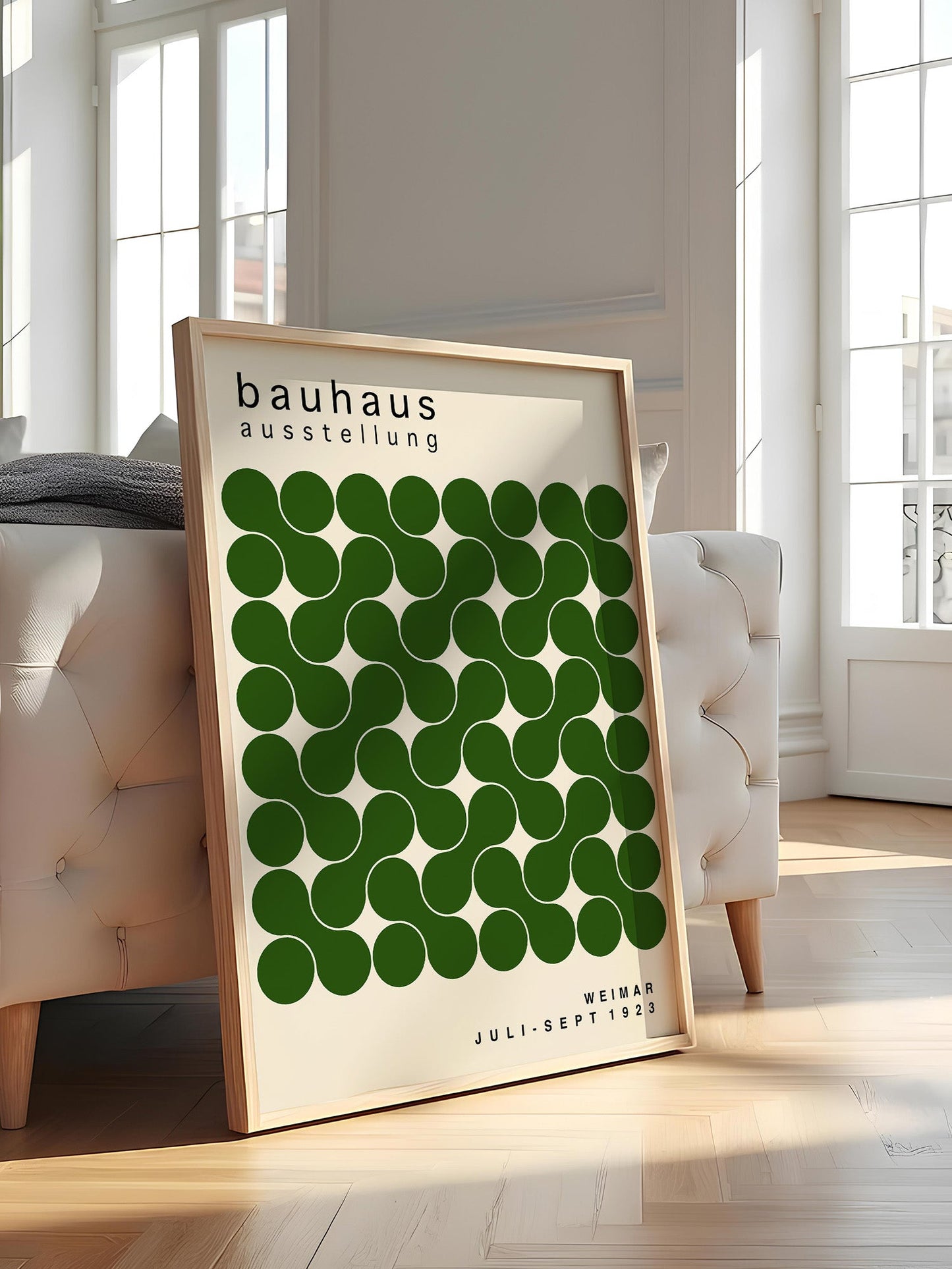 Green Bauhaus Print - Mid Century Poster With Geometric Wall Art Design