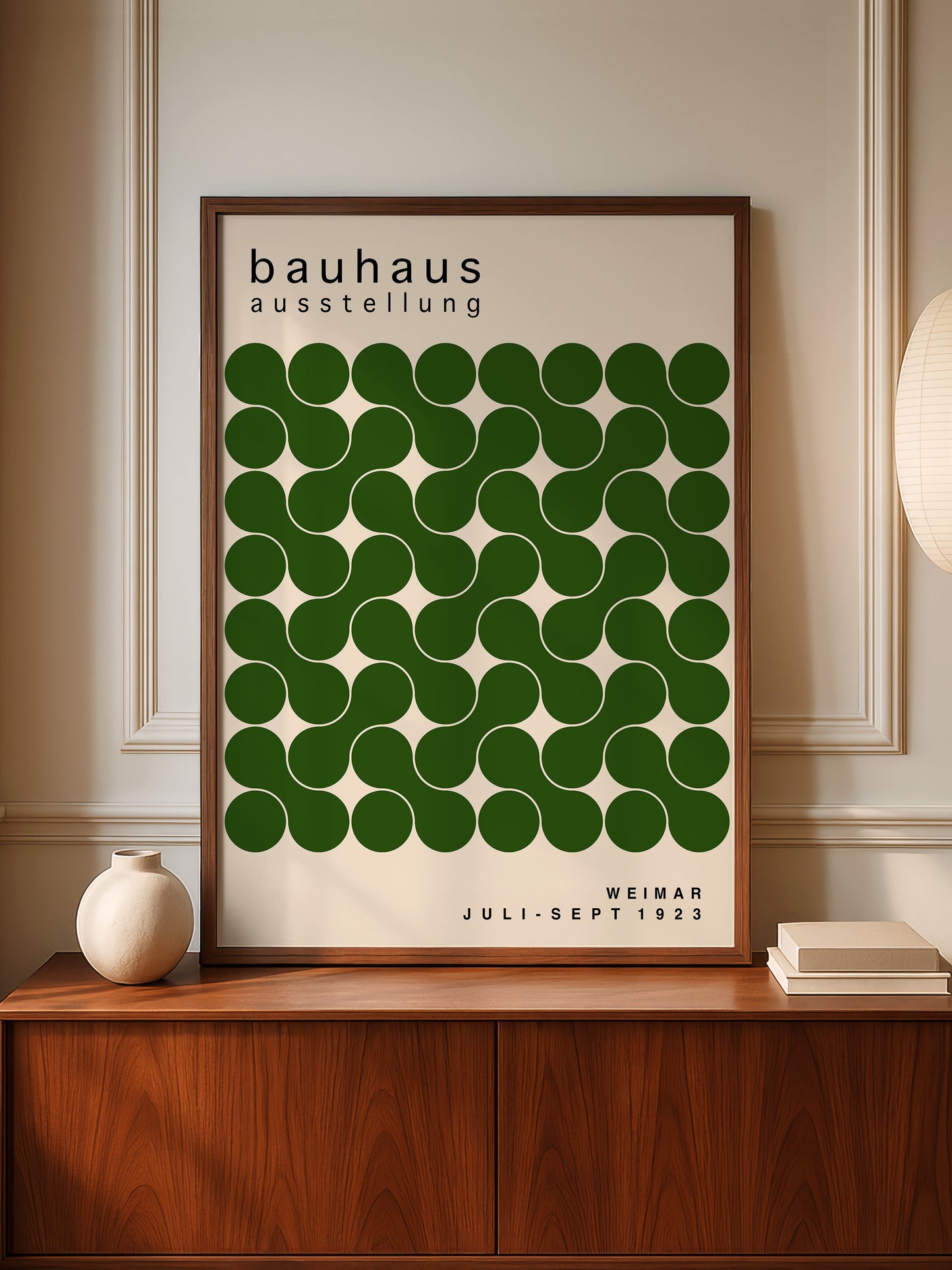 Green Bauhaus Print - Mid Century Poster With Geometric Wall Art Design