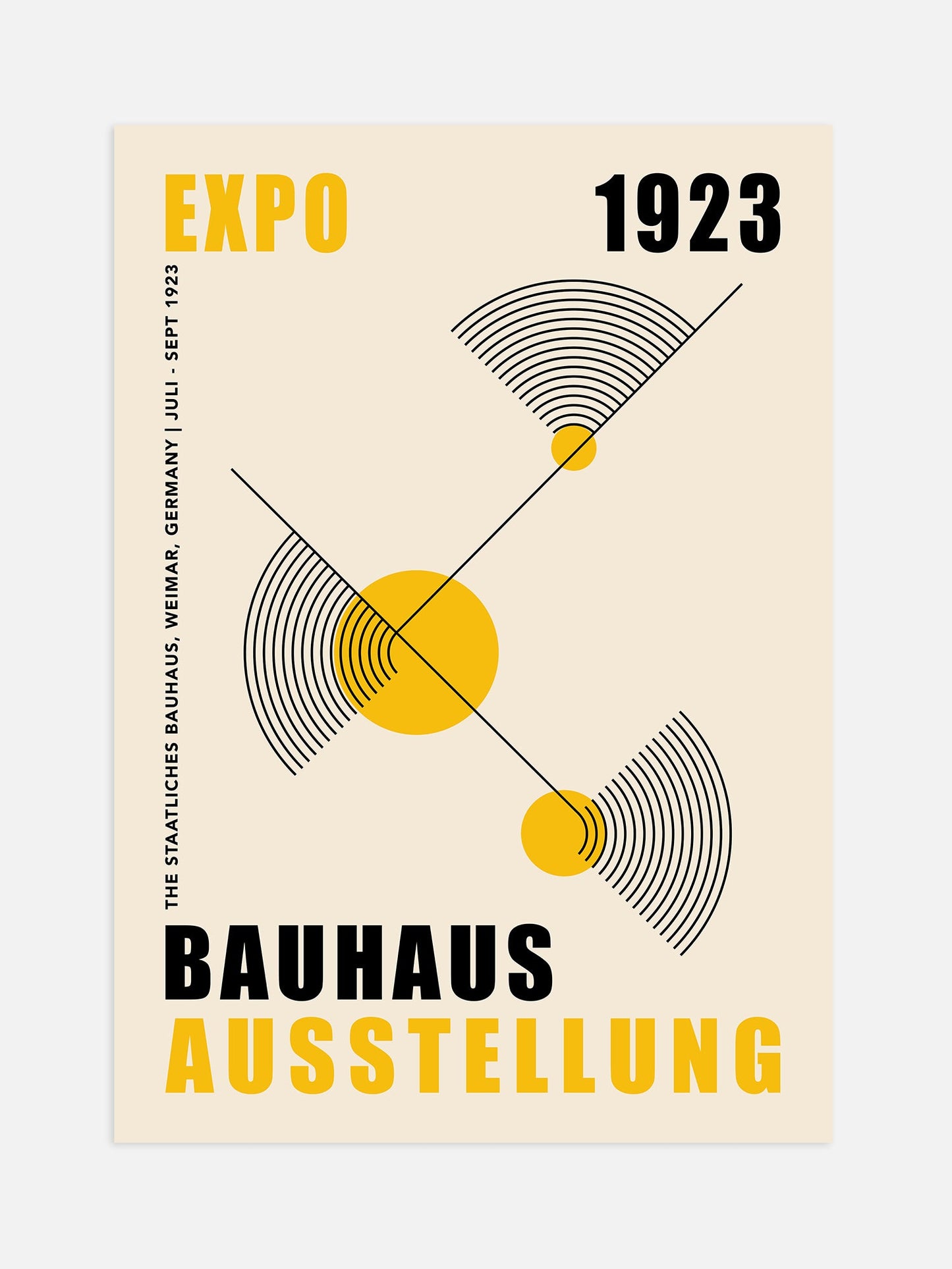 Bauhaus Poster - Modernist Yellow Wall Art | Mid Century Minimalist Print