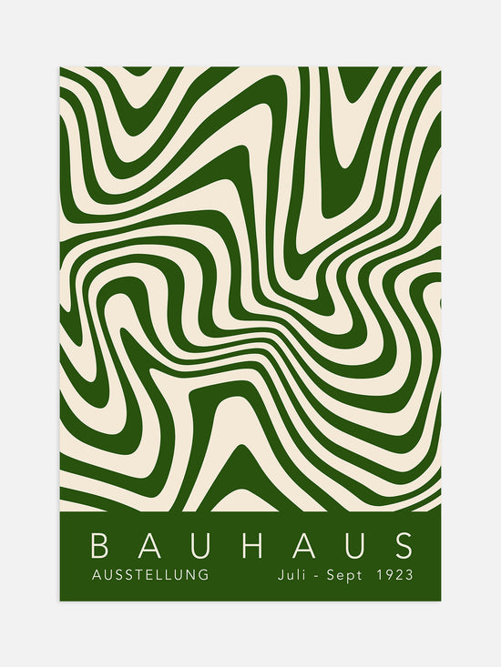 Wavy Green Bauhaus Poster