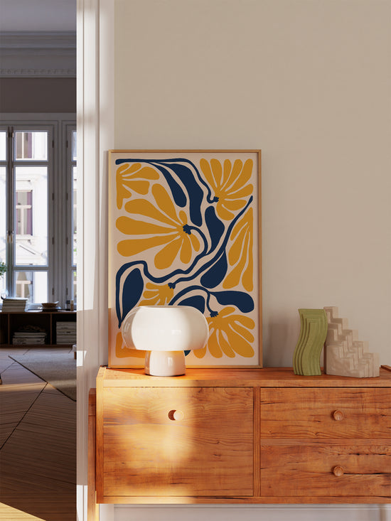 Boho Yellow And Blue Flower Poster