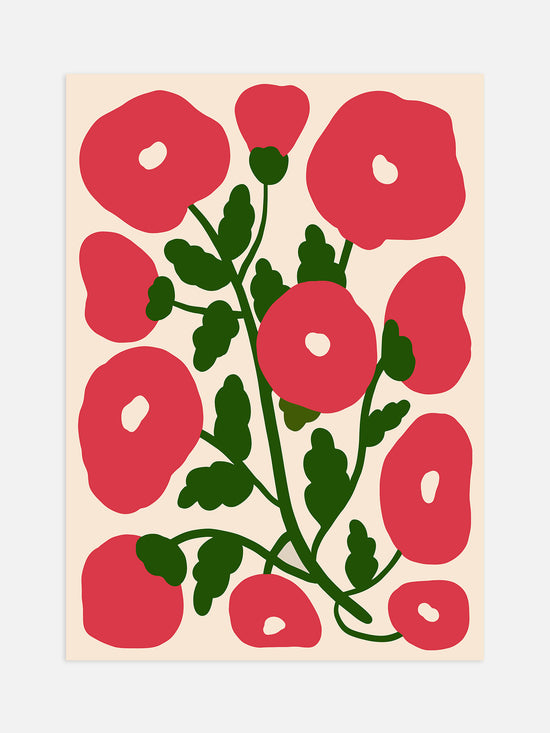 Abstract Red Poppies Poster