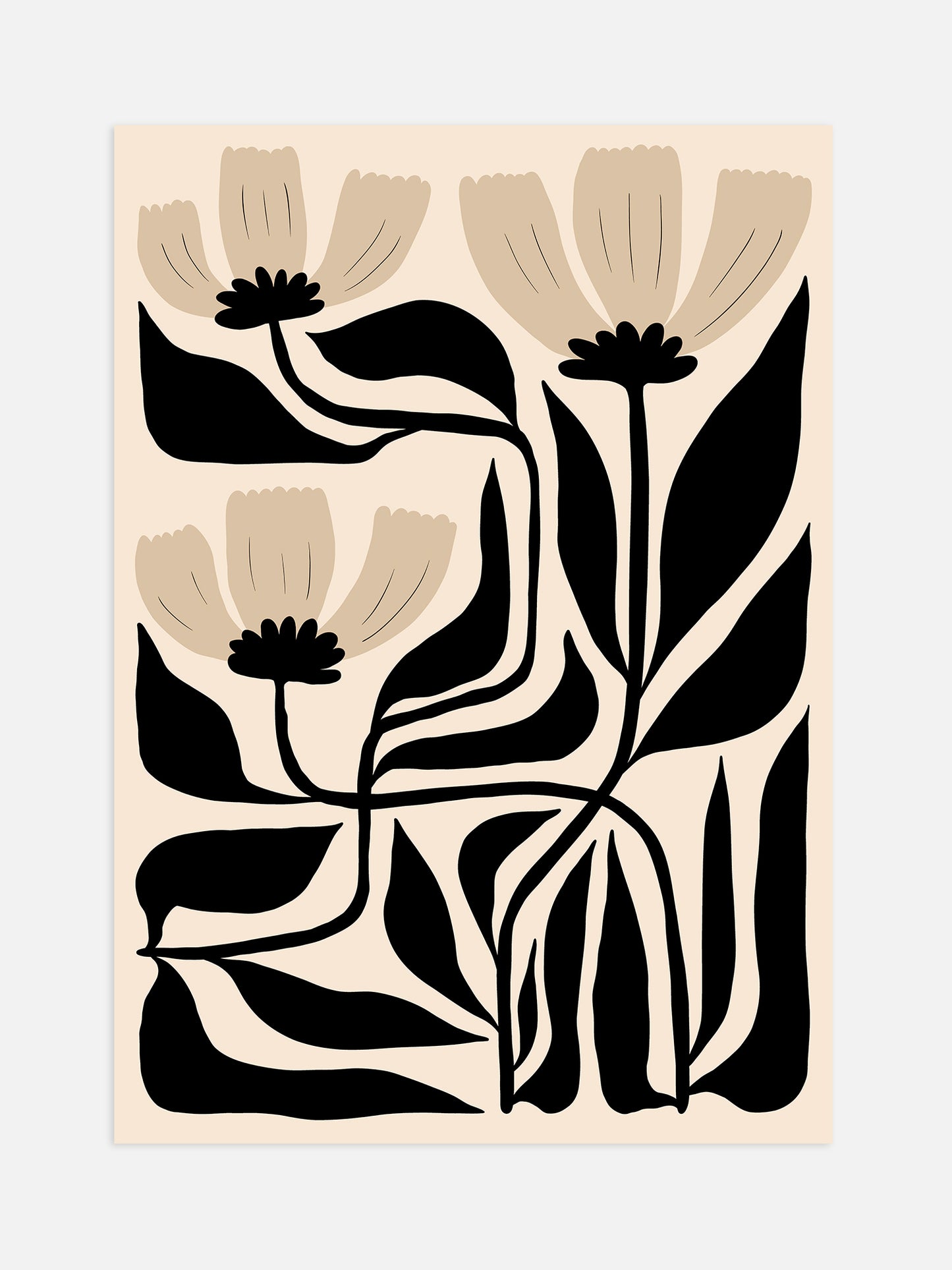 Black And Cream Flower Poster