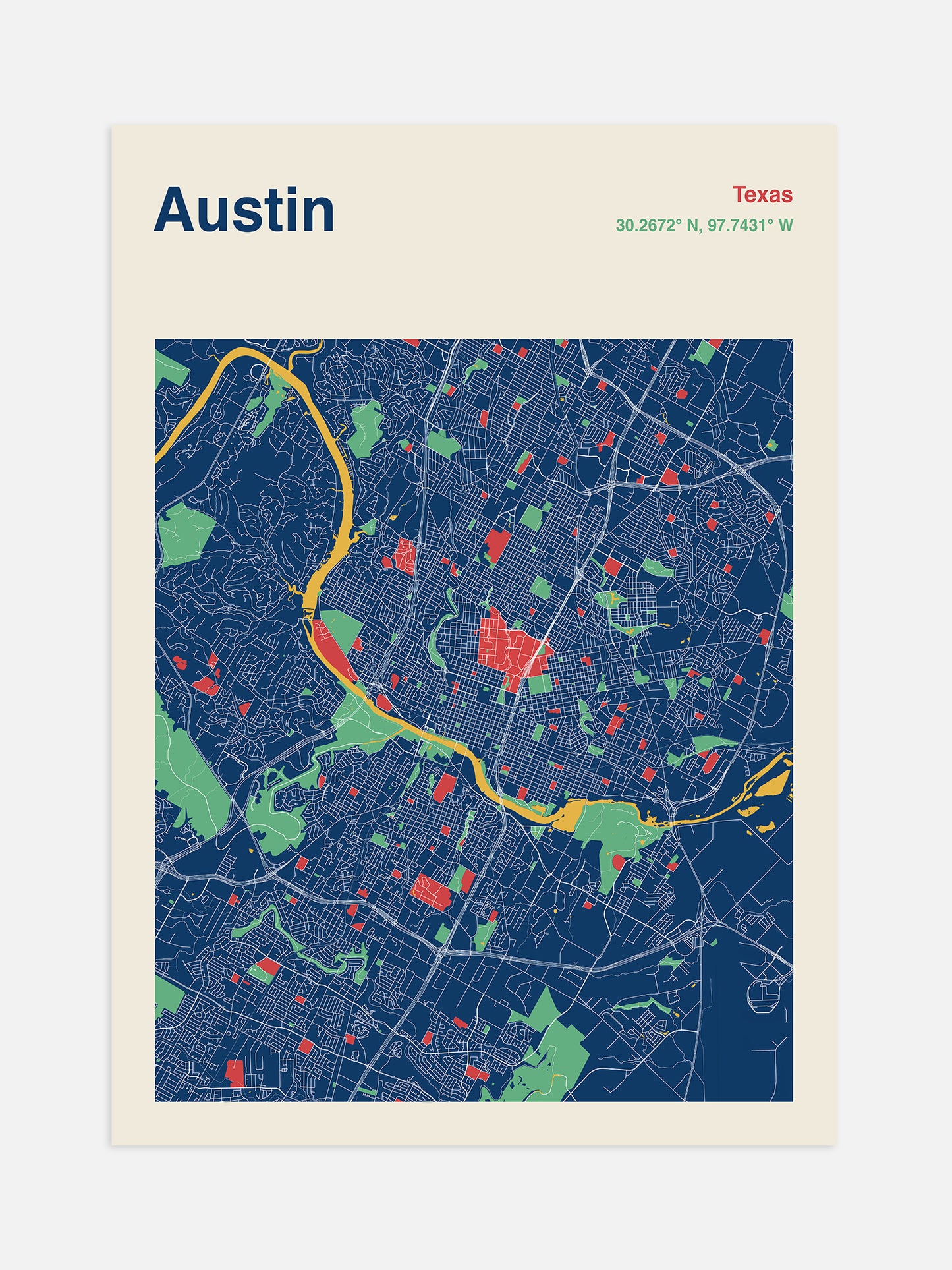 Austin TX Map Print