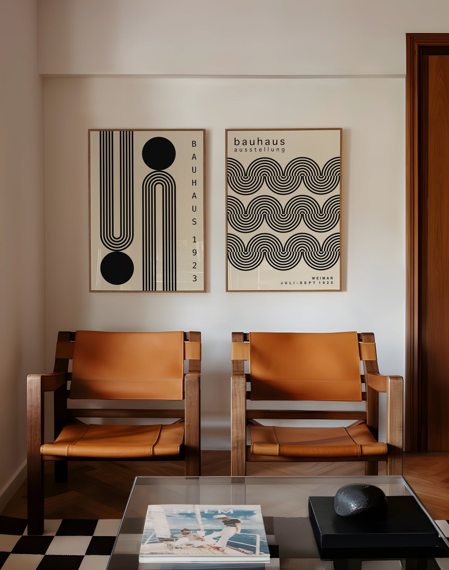 Set Of 2 Minimalist Bauhaus Prints | Unframed Black Geometric Poster