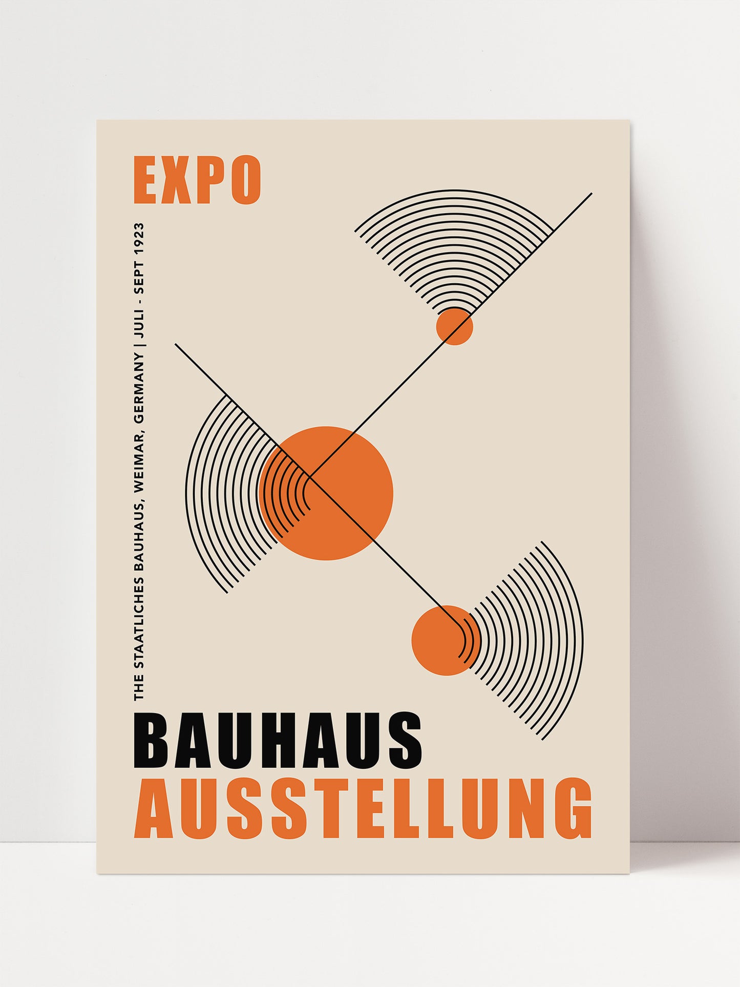 Orange And Beige Bauhaus Exhibition Poster | Unframed Wall Art