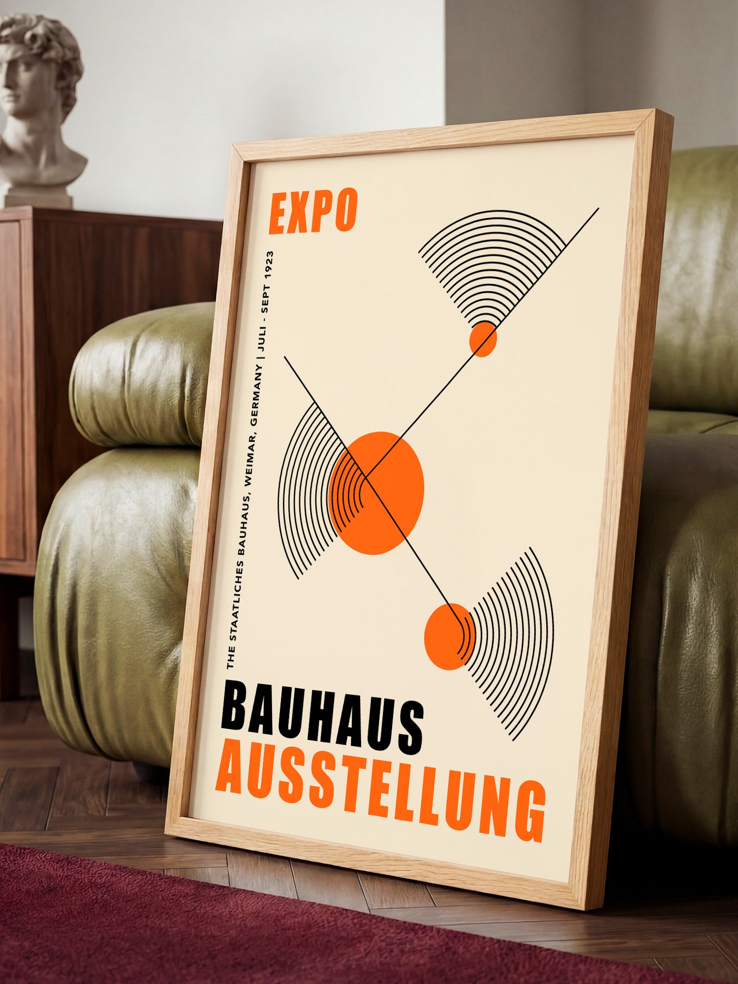 Orange And Beige Bauhaus Exhibition Poster | Unframed Wall Art