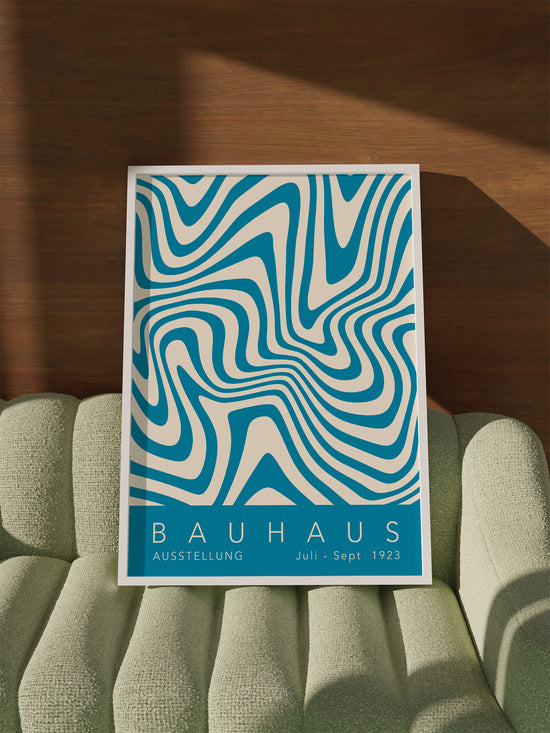 Wavy Blue Bauhaus Poster