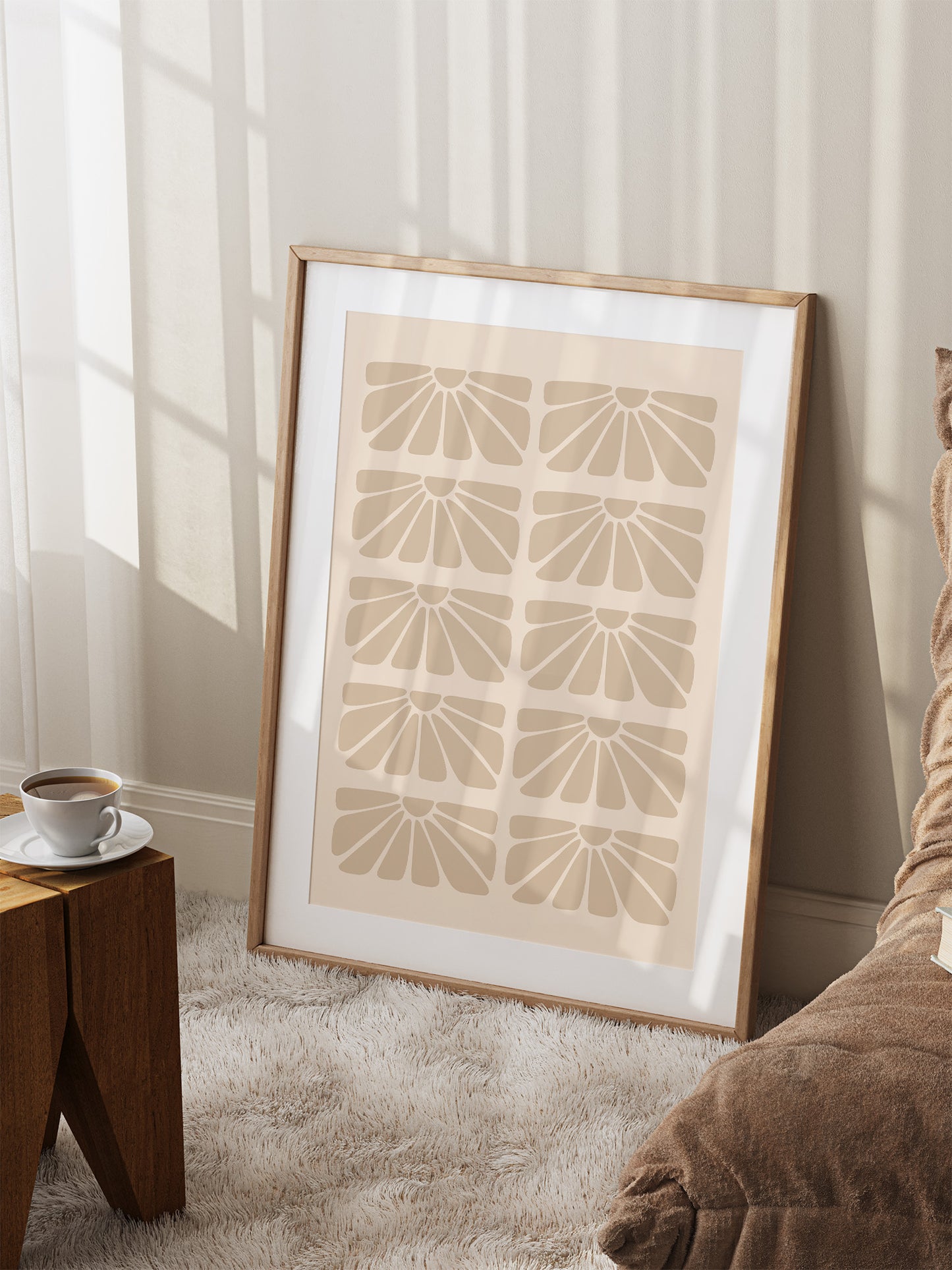 Beige Boho Flower Print