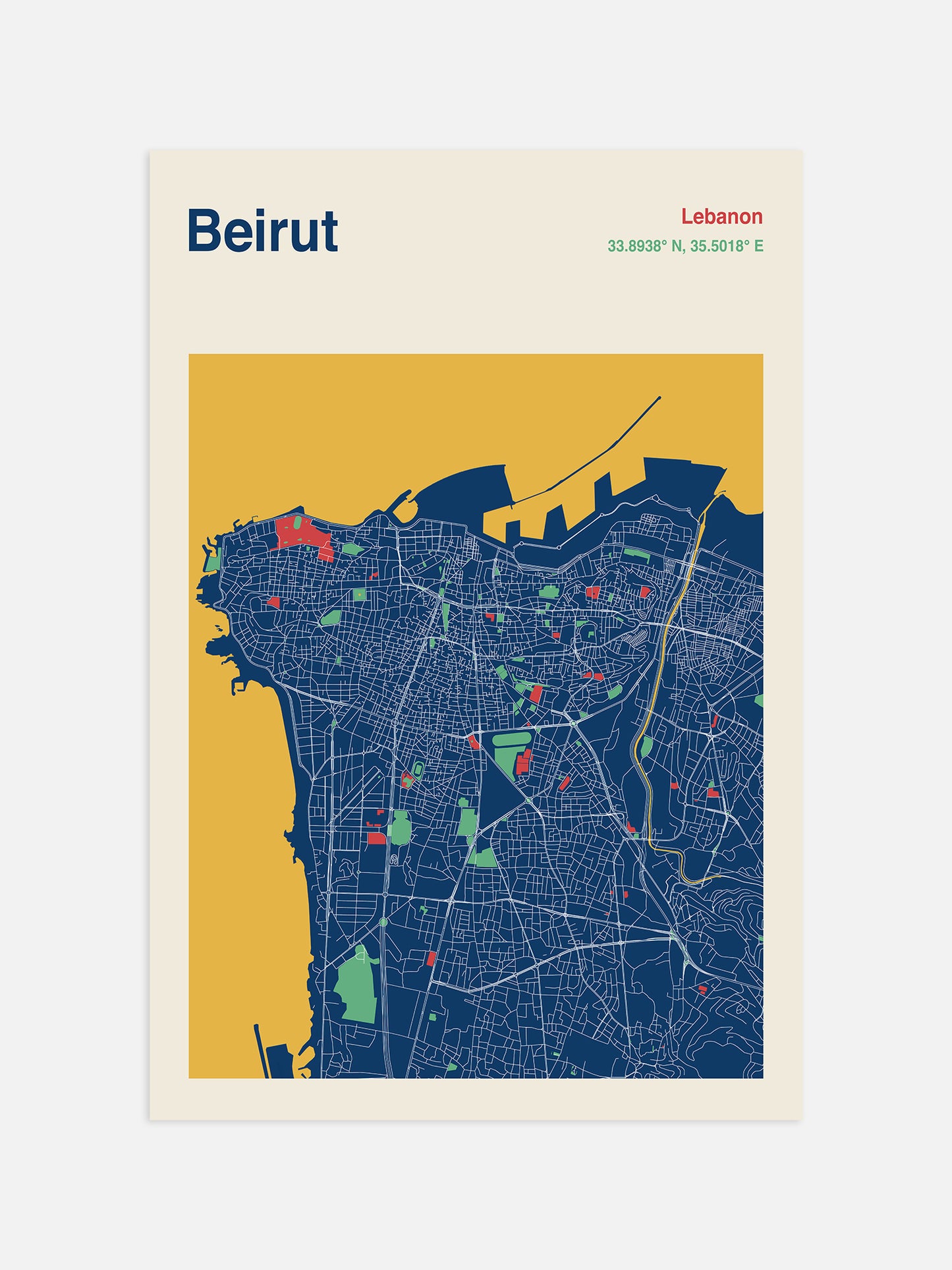 Beirut Map Print