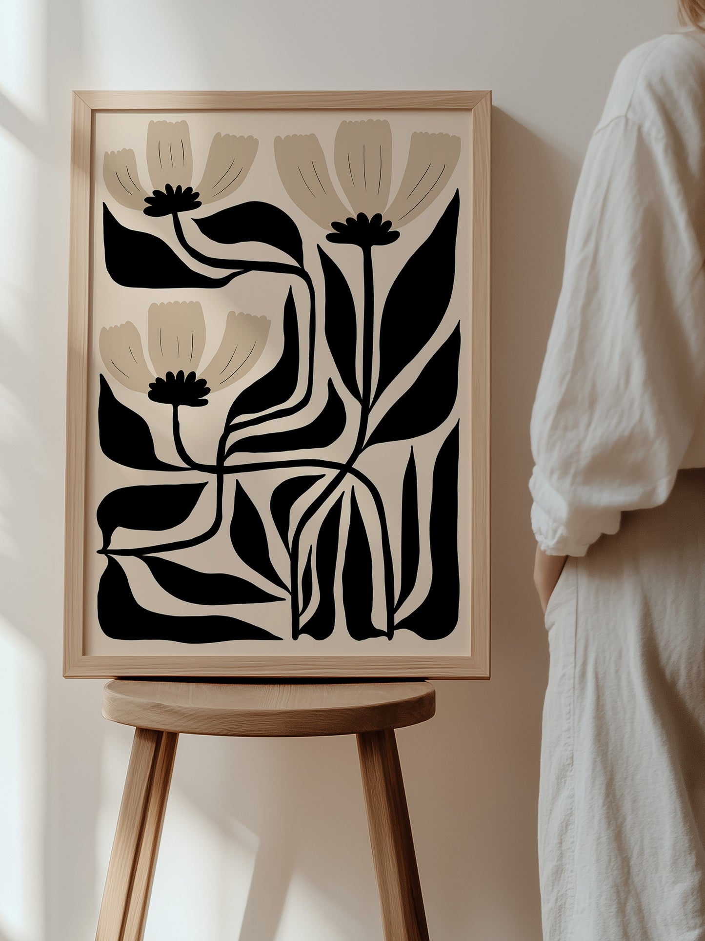 Beige And Black Boho Flowers Set