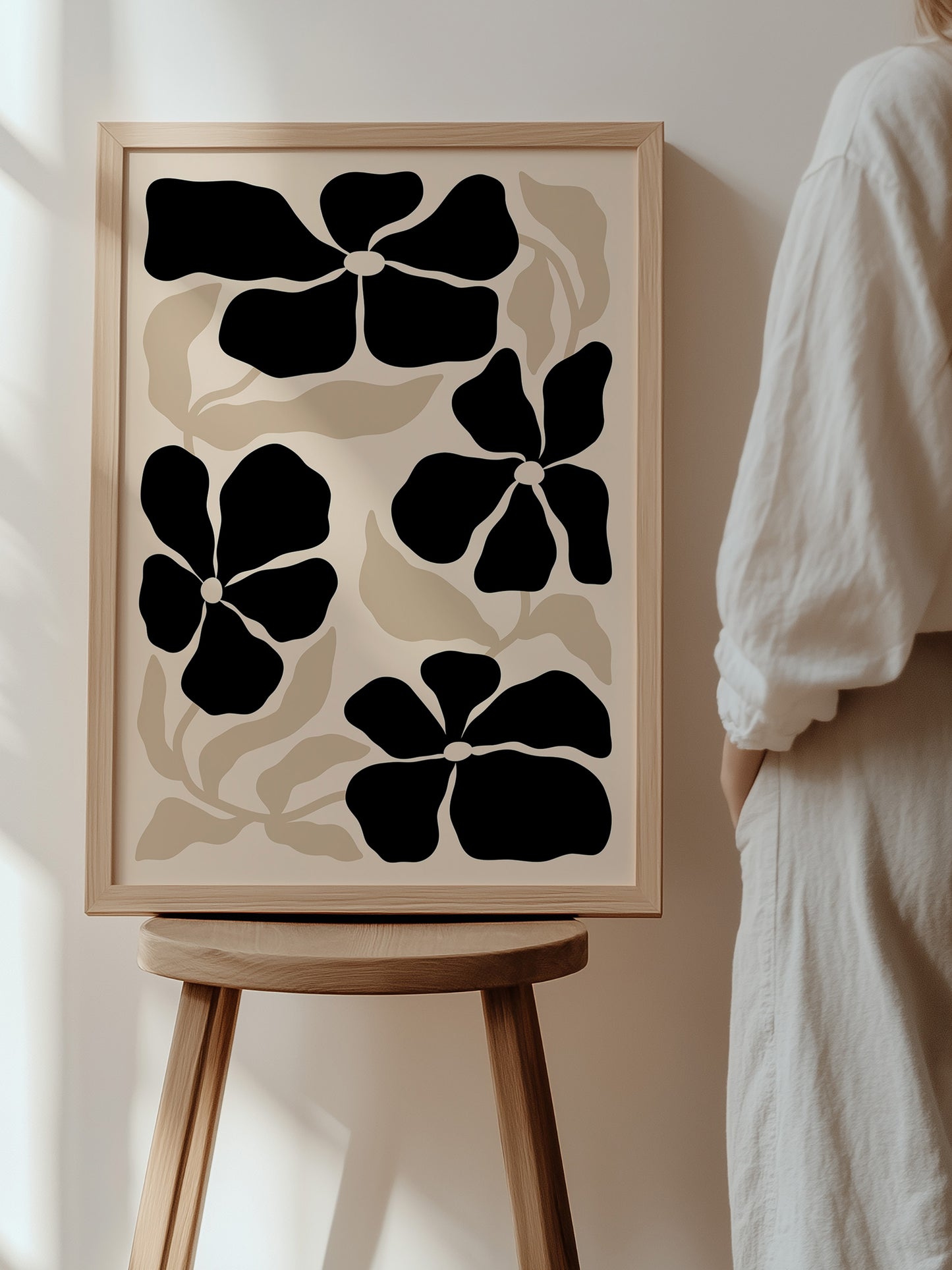 Beige And Black Boho Flowers Set