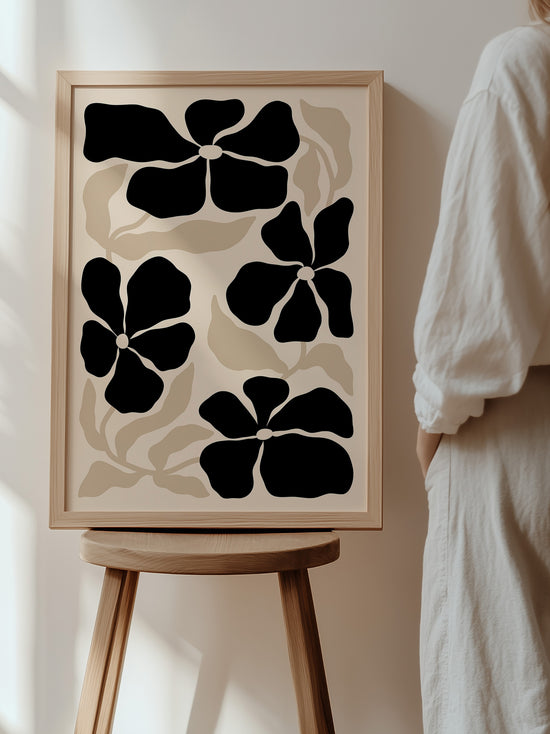 Beige And Black Boho Flowers Set