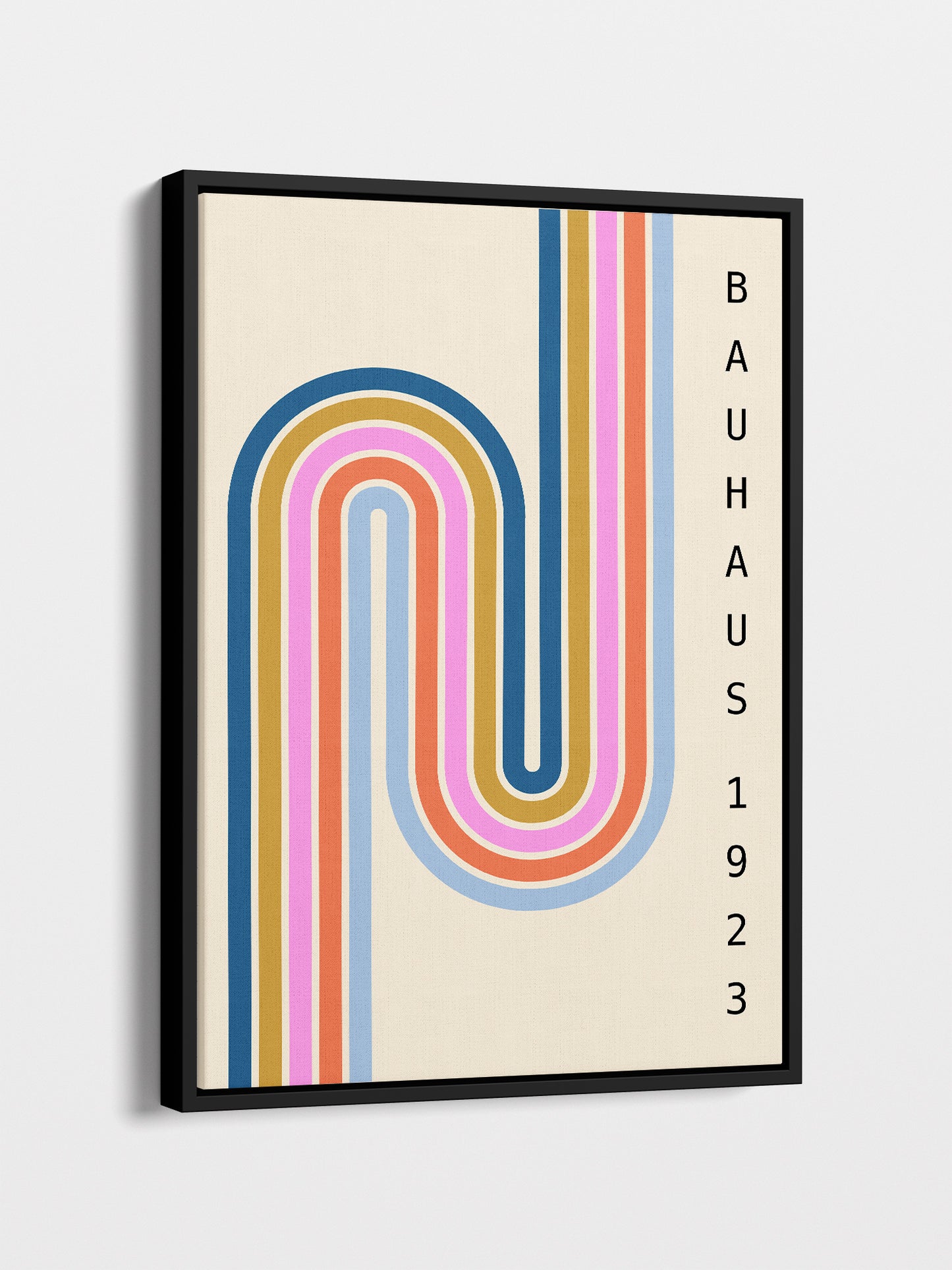 Pastel Stripes Bauhaus Framed Canvas
