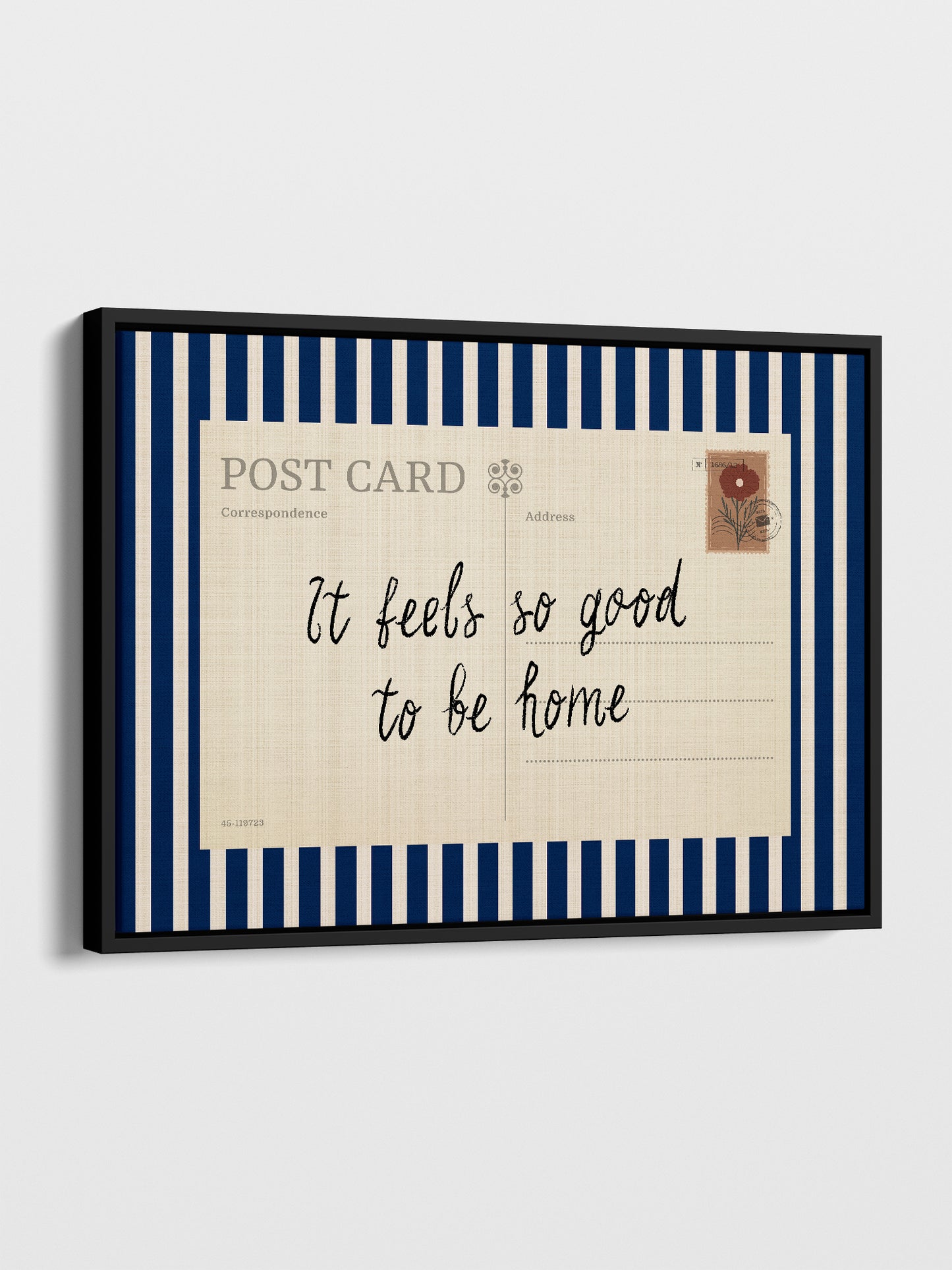 Striped Postcard Framed Canvas