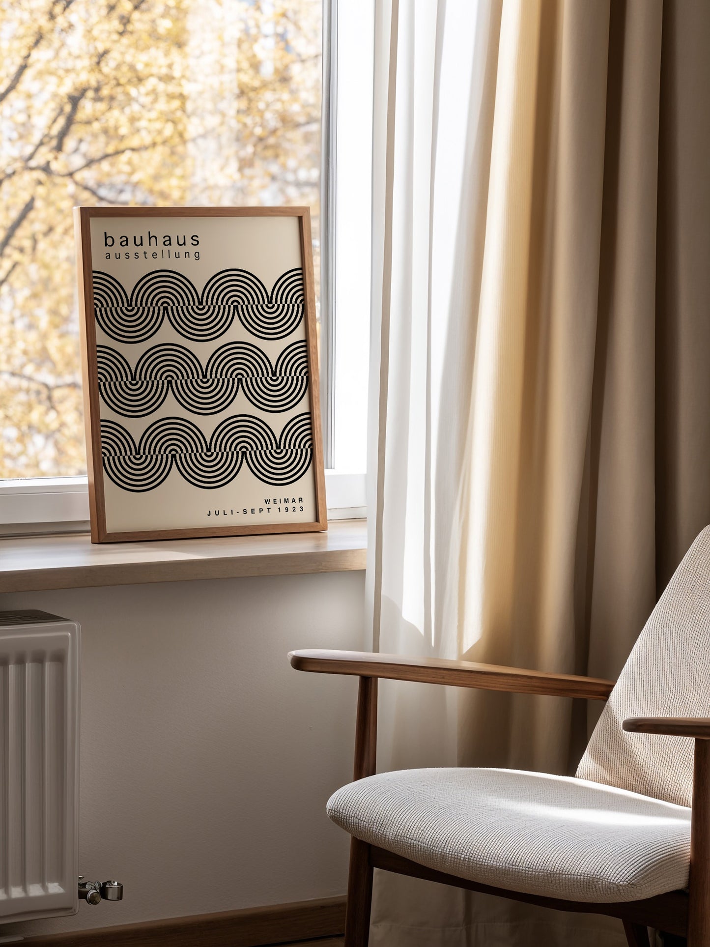 Minimalist Curved Stripes Bauhaus Print | Unframed Poster