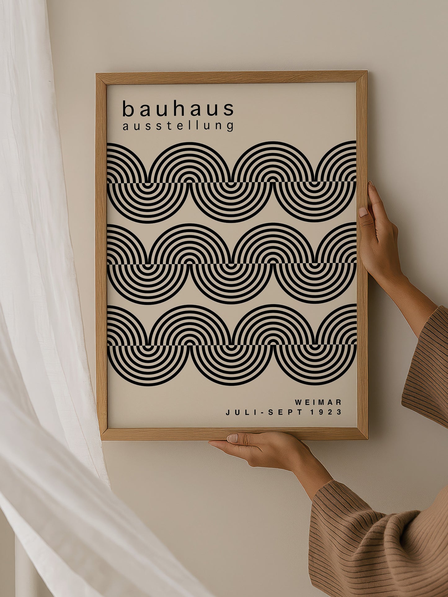 Minimalist Curved Stripes Bauhaus Print | Unframed Poster