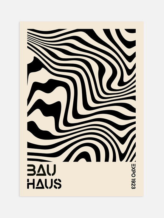 Bauhaus Wavy Abstract Lines Poster