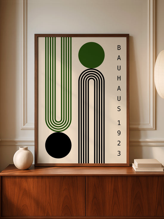 Set Of 3 Green Geometric Bauhaus Prints