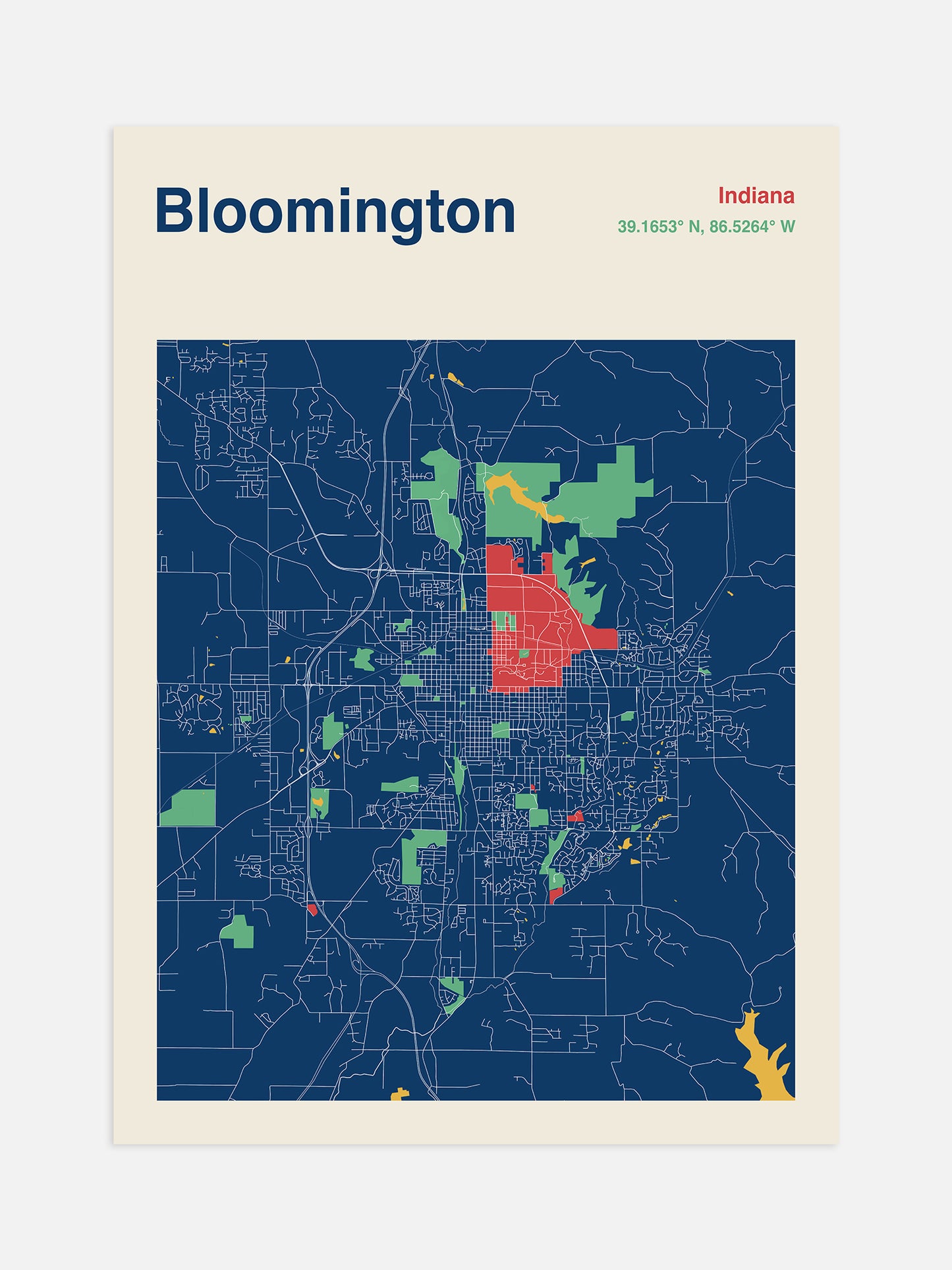 Bloomington IN Map Print