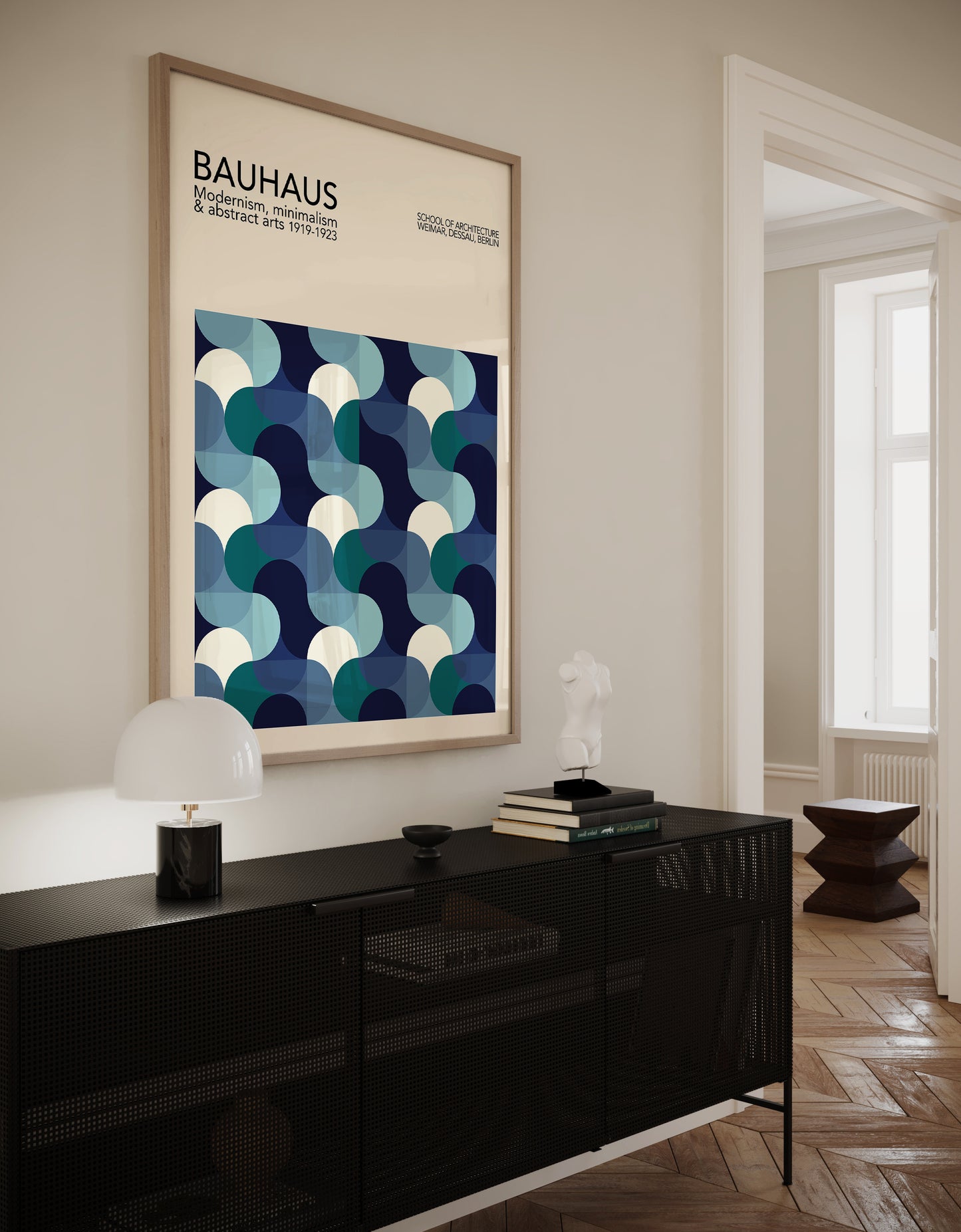 Blue Geometric Bauhaus Poster
