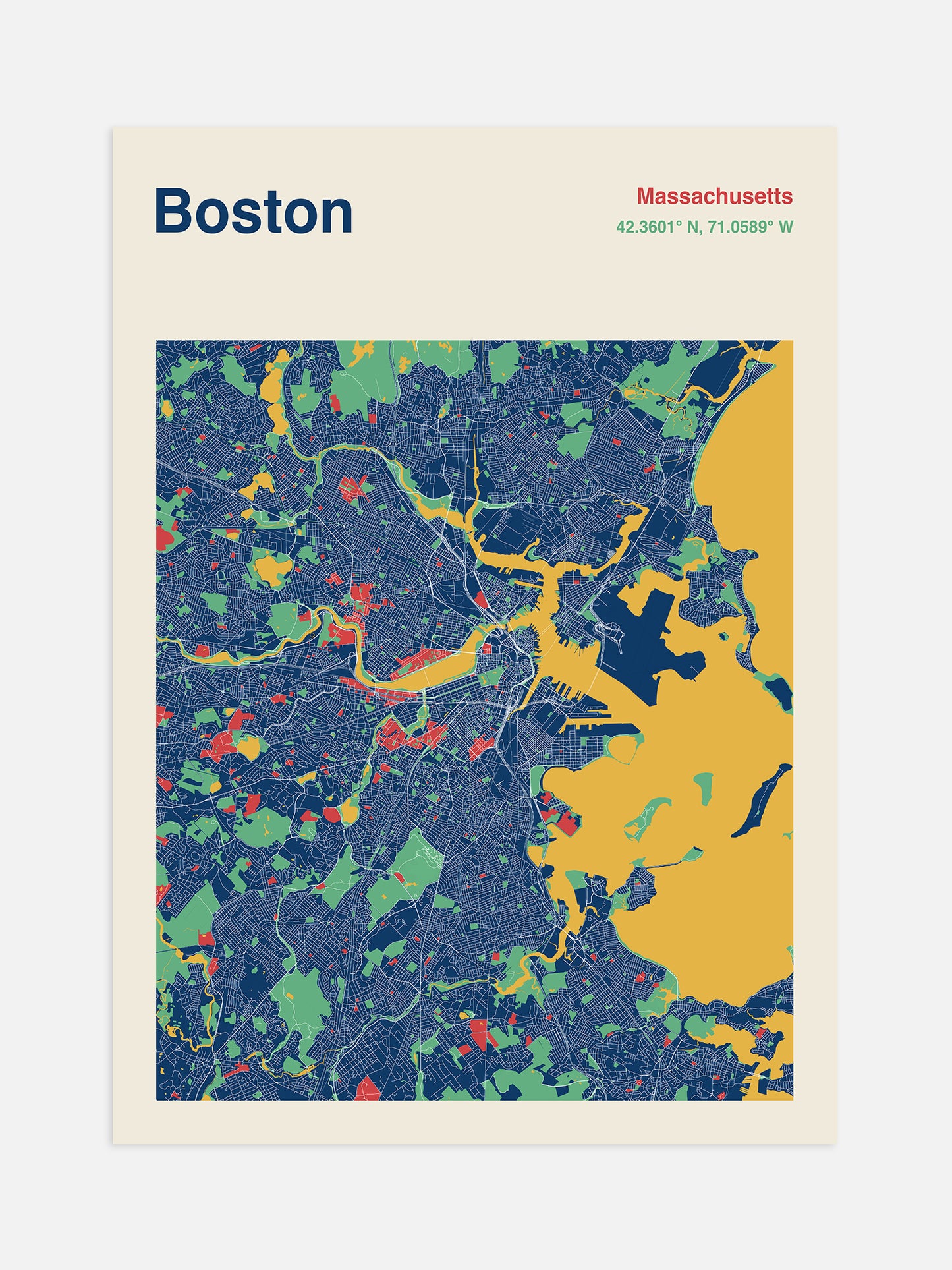 Boston MA Map Print
