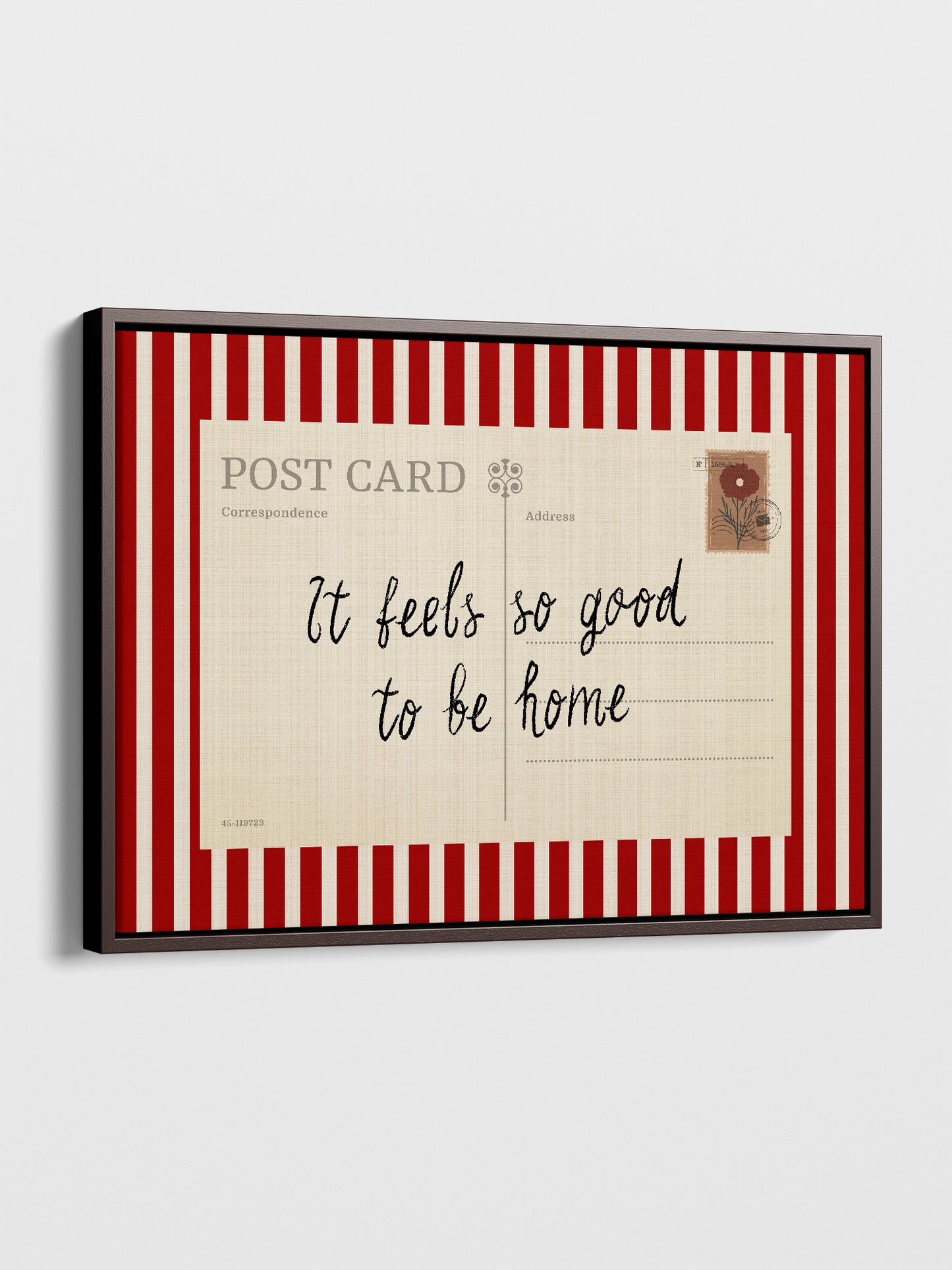Striped Postcard Framed Canvas