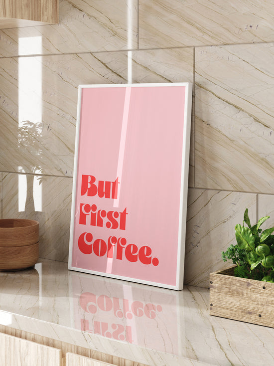 Pink Coffee Typography Print
